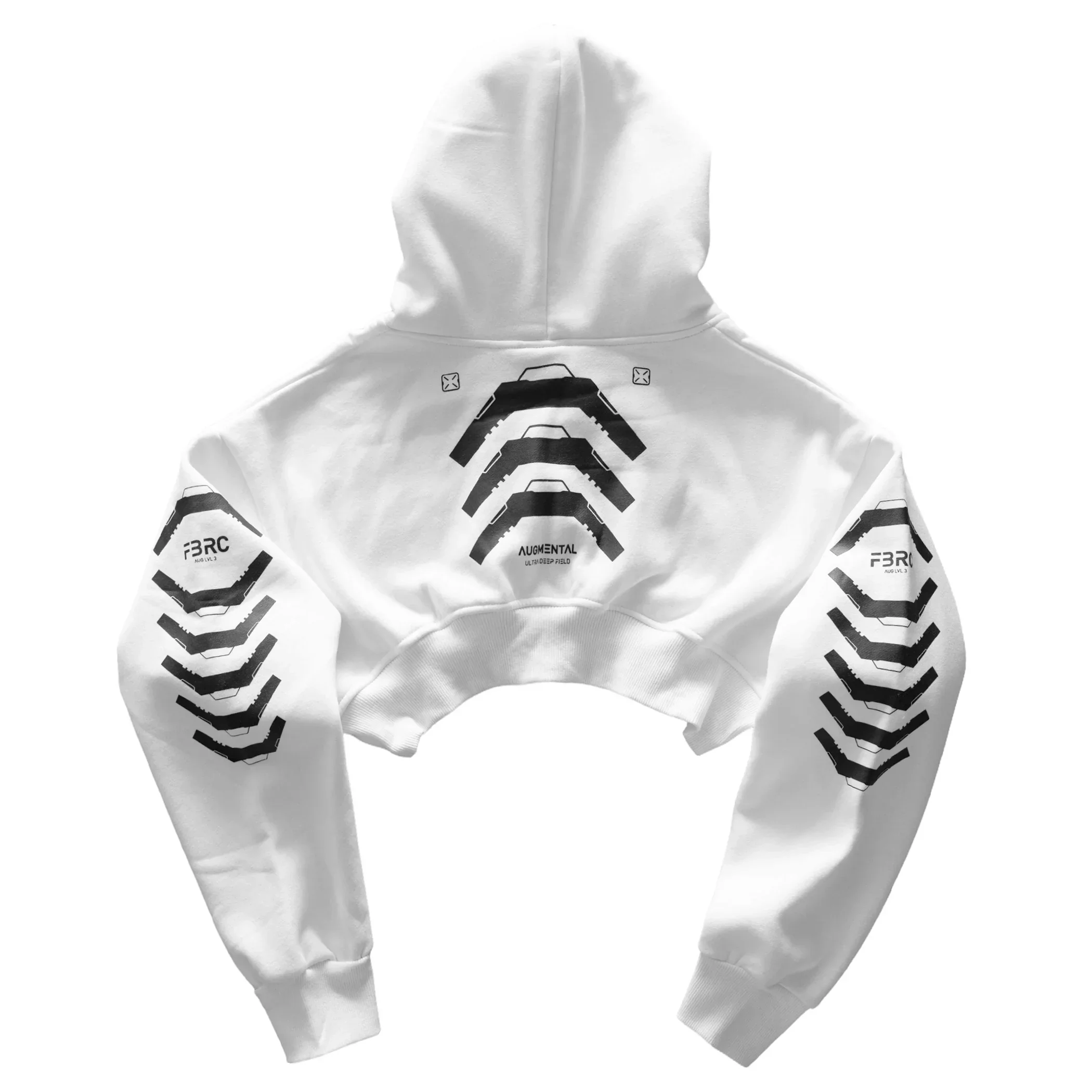 Augmental White Super Crop Hoodie - Image 2