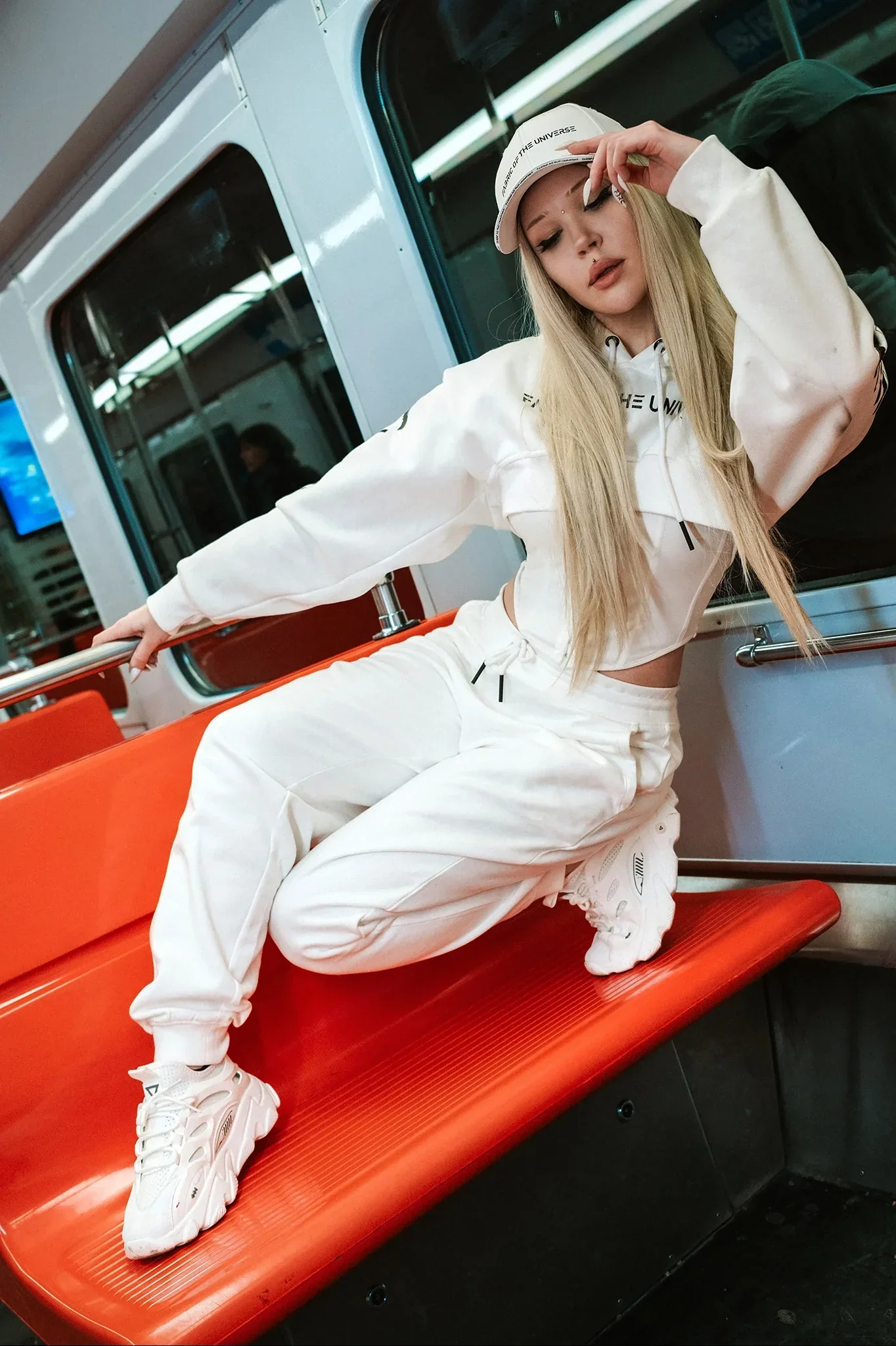 Augmental White Super Crop Hoodie - Image 3