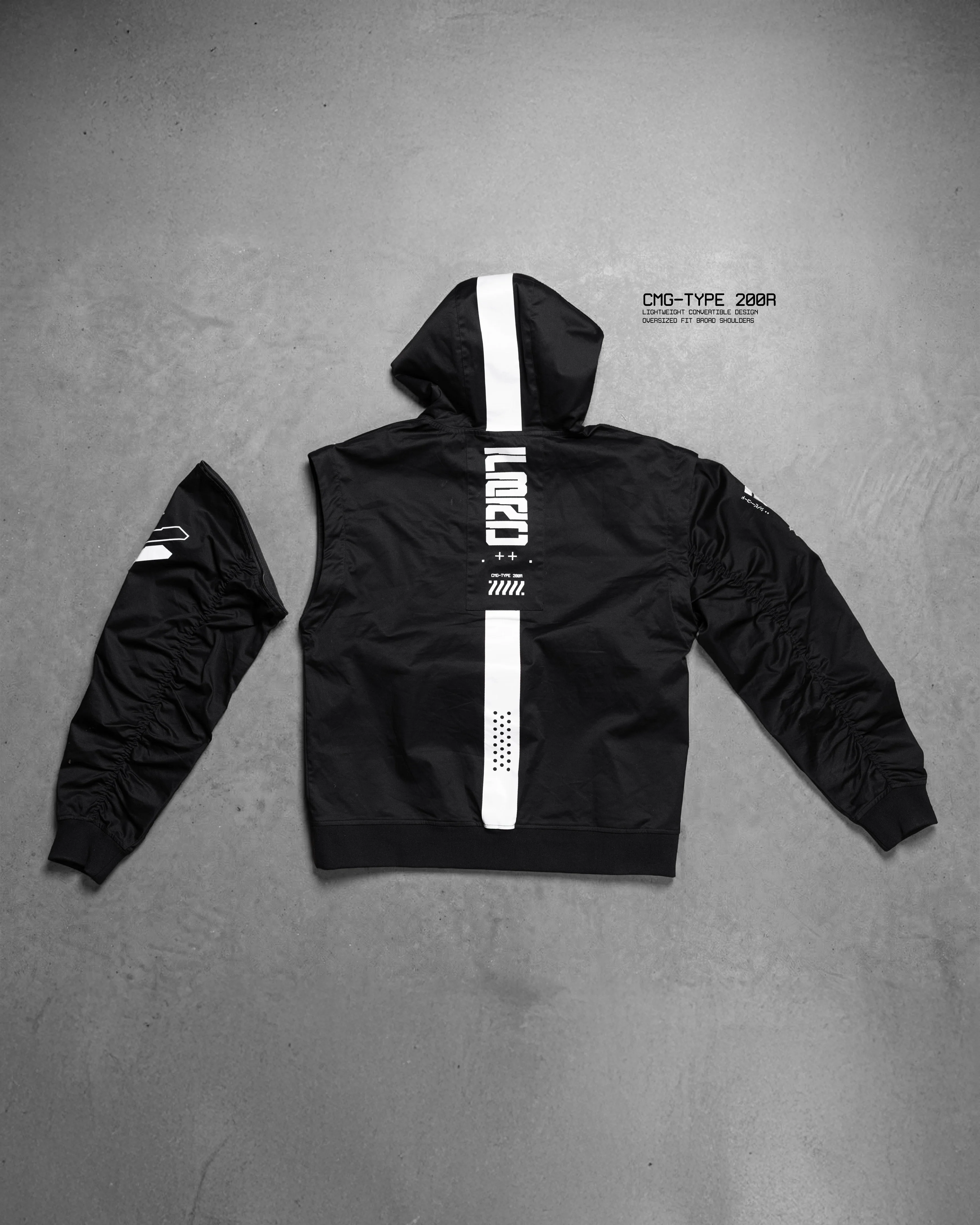 CMG-Type 200R Black Convertible Hoodie - Image 6