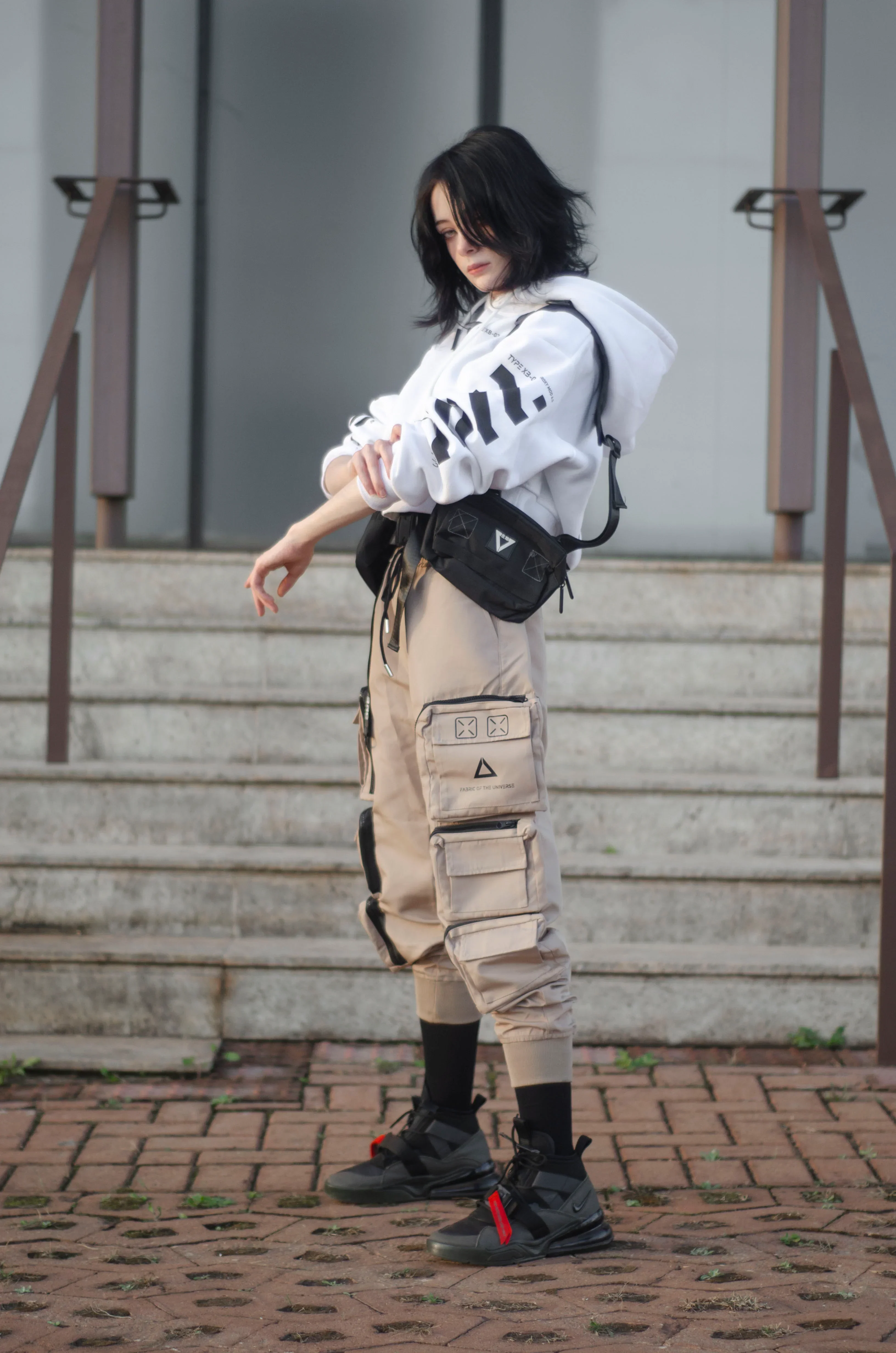 XB-03 White Crop Hoodie - Image 4