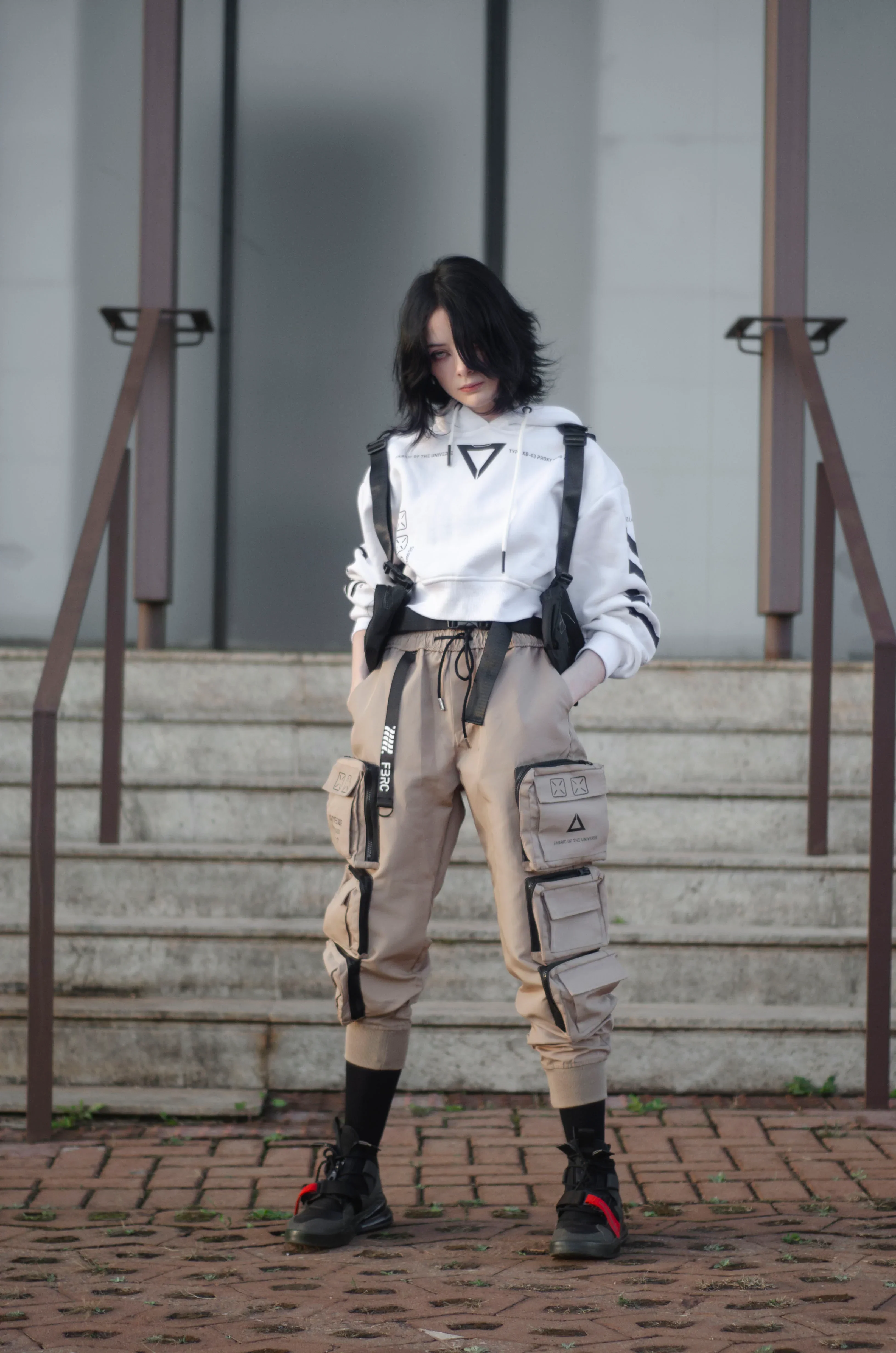 XB-03 White Crop Hoodie - Image 5