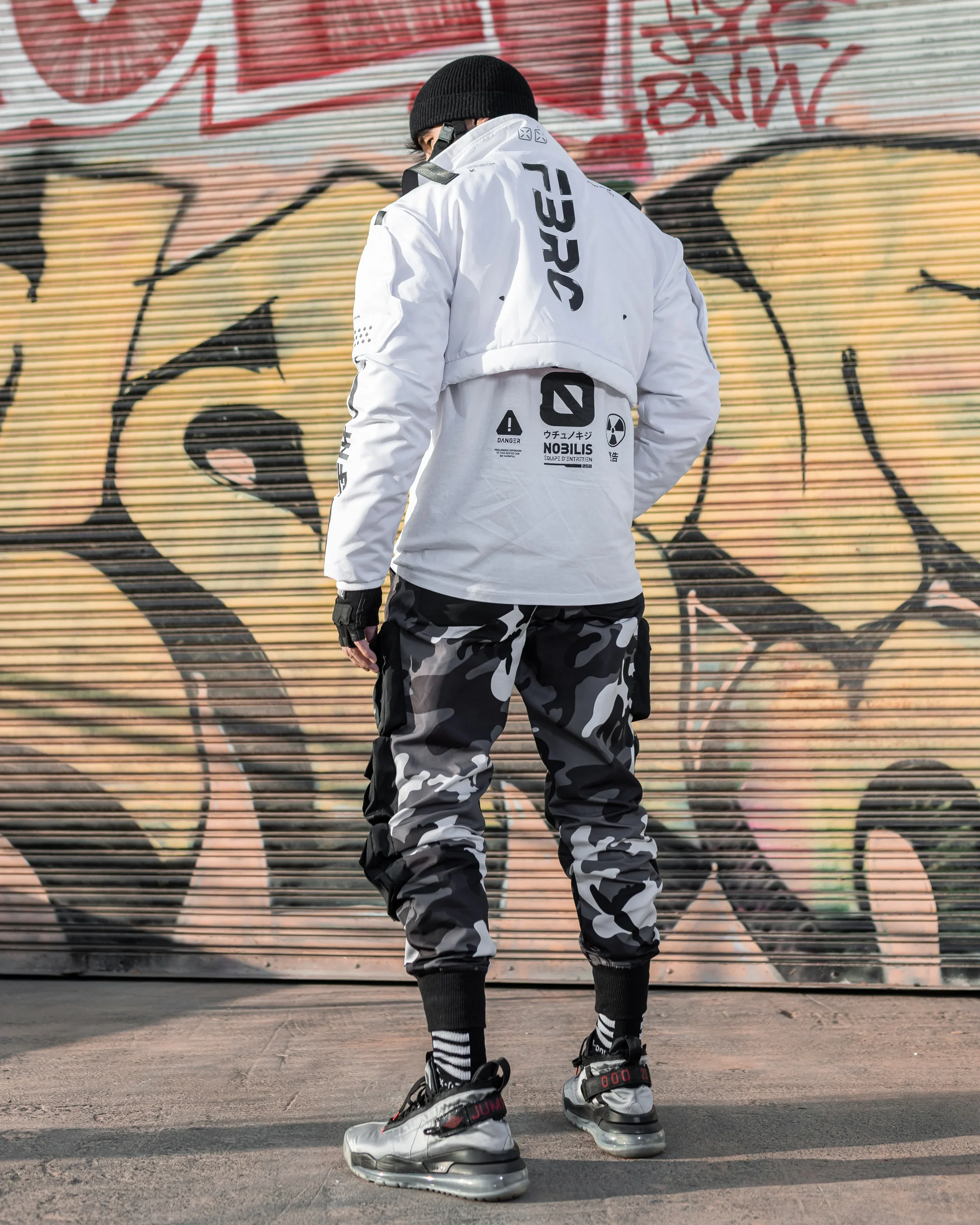 CRB-003 White Crop Bomber Jacket - Image 5