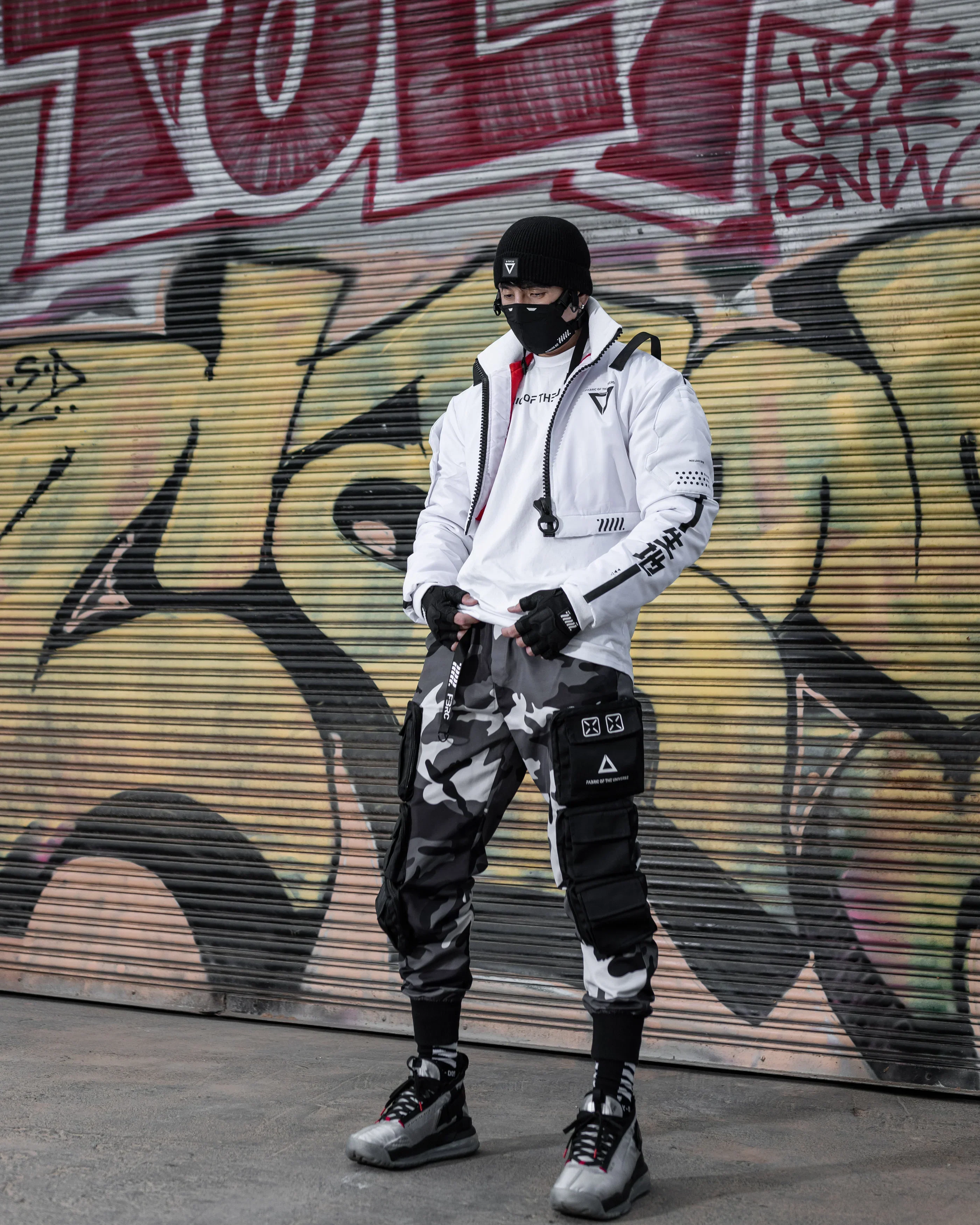 CRB-003 White Crop Bomber Jacket - Image 6