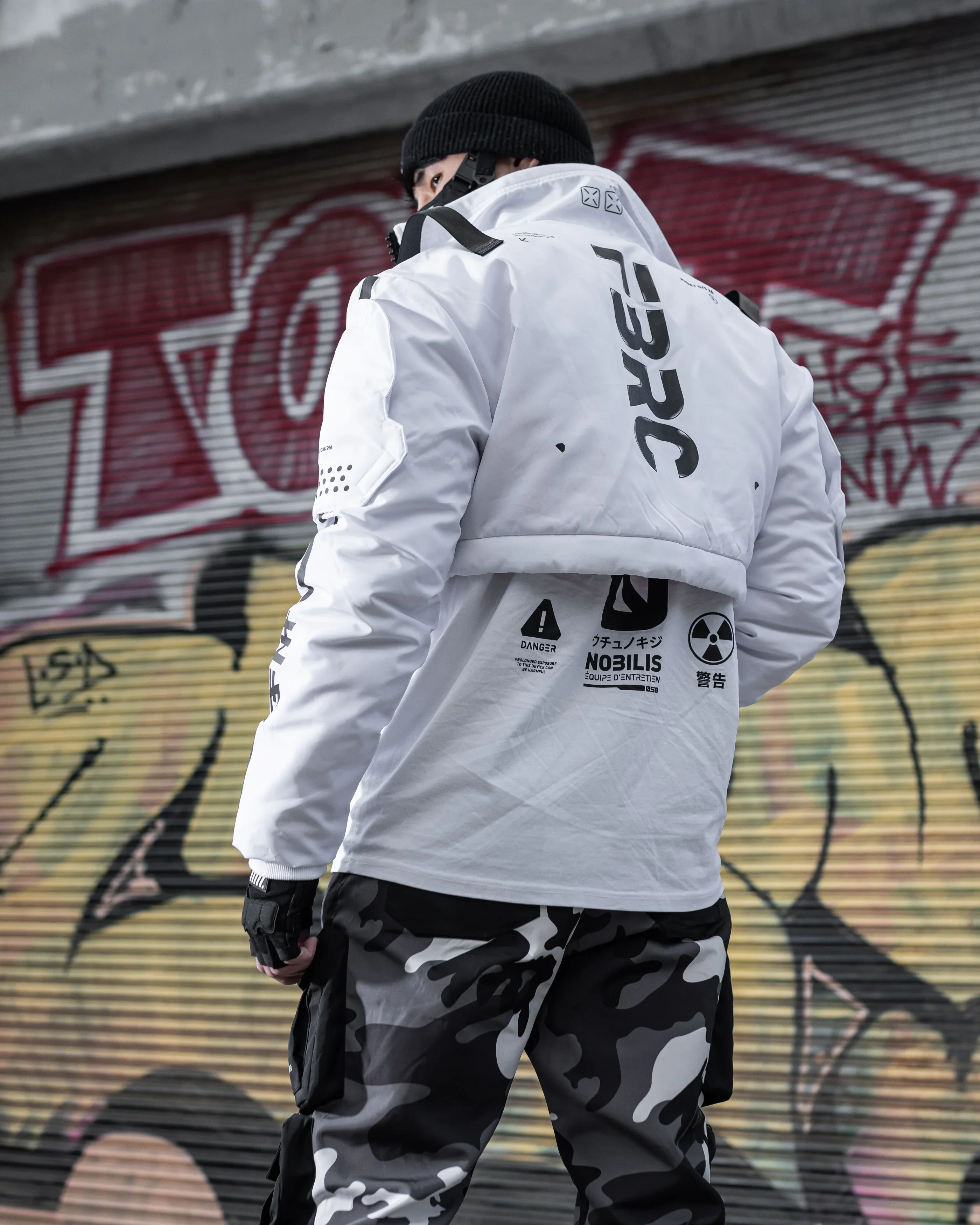 CRB-003 White Crop Bomber Jacket - Image 7