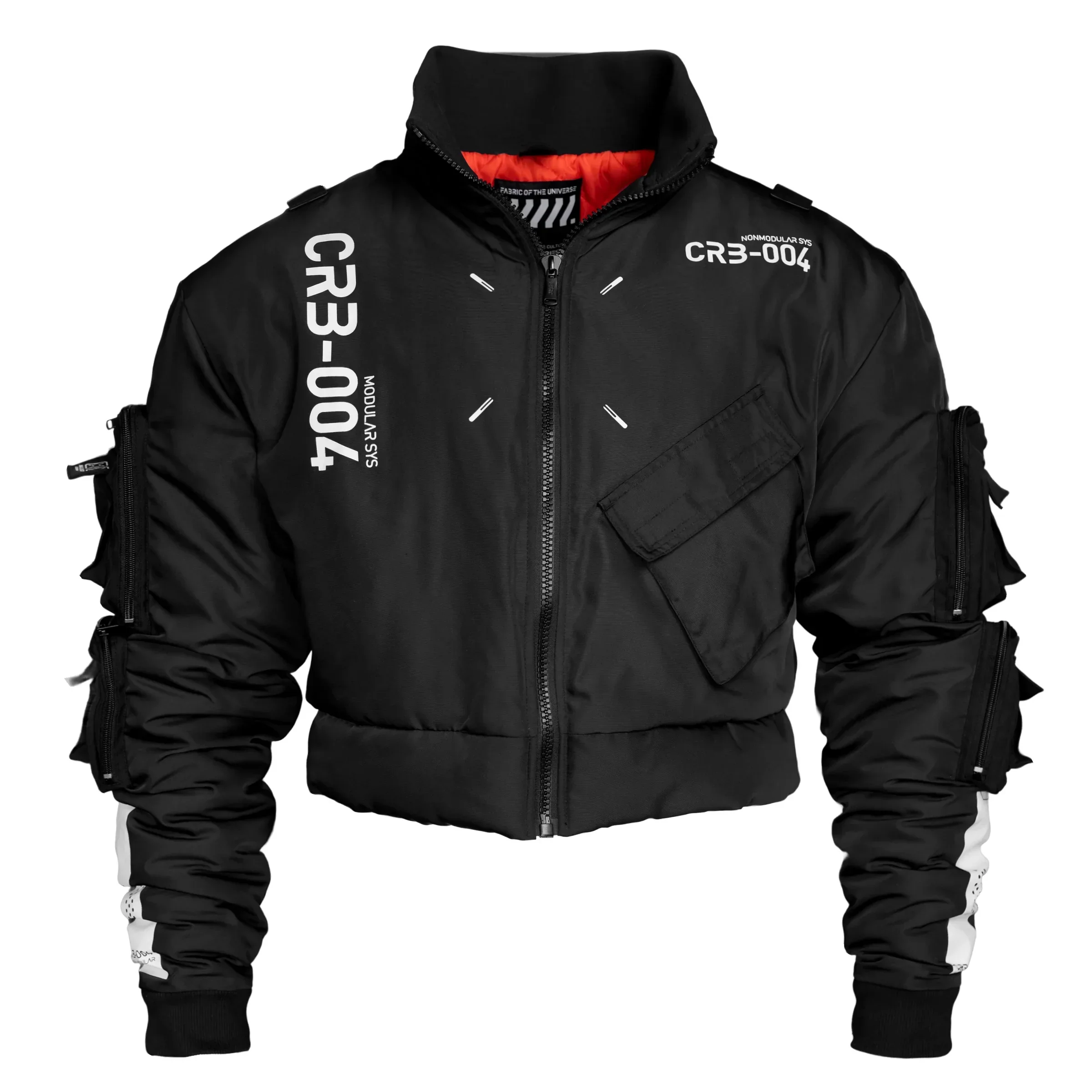 CRB-004 Black Crop Bomber Jacket - Image 2