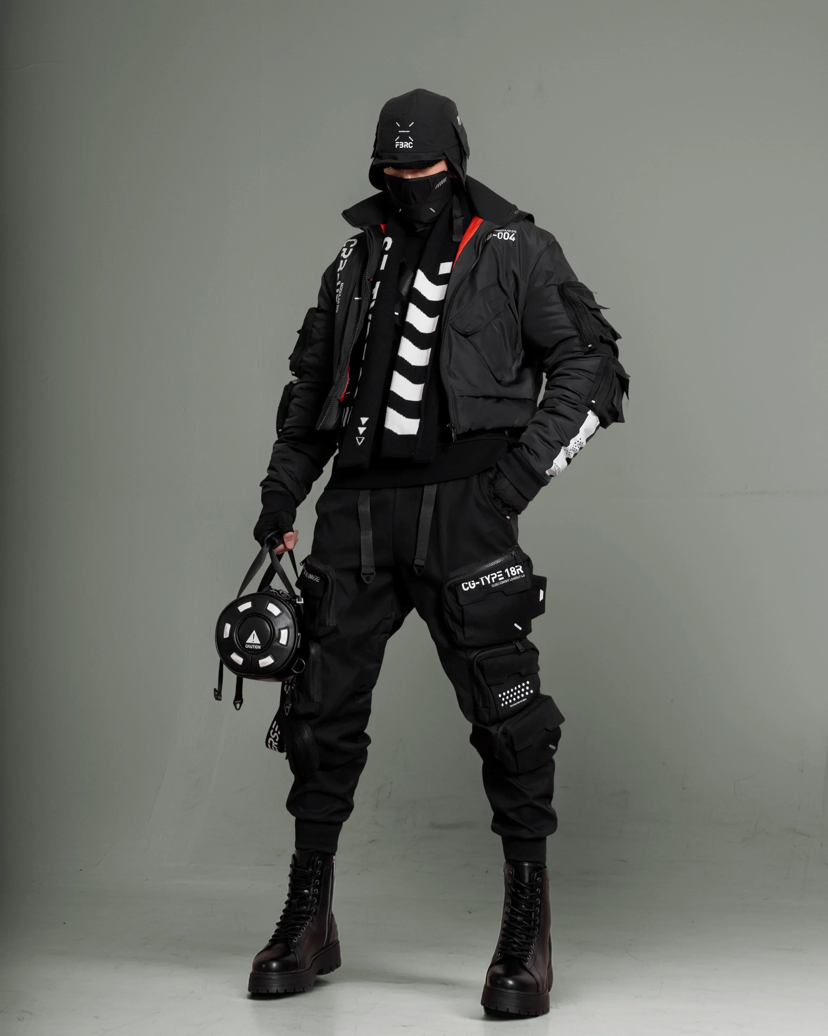 CRB-004 Black Crop Bomber Jacket - Image 3