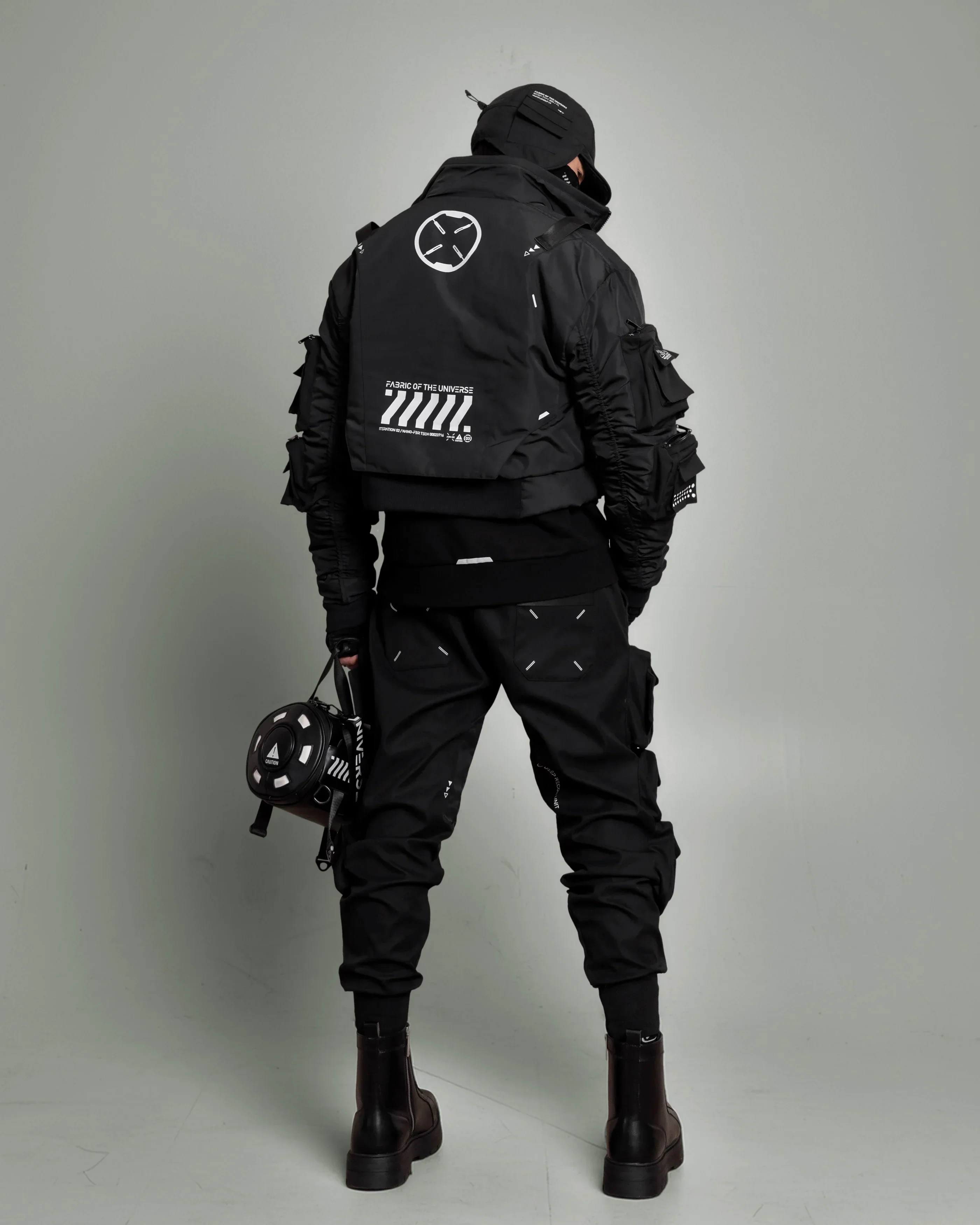 CRB-004 Black Crop Bomber Jacket - Image 4