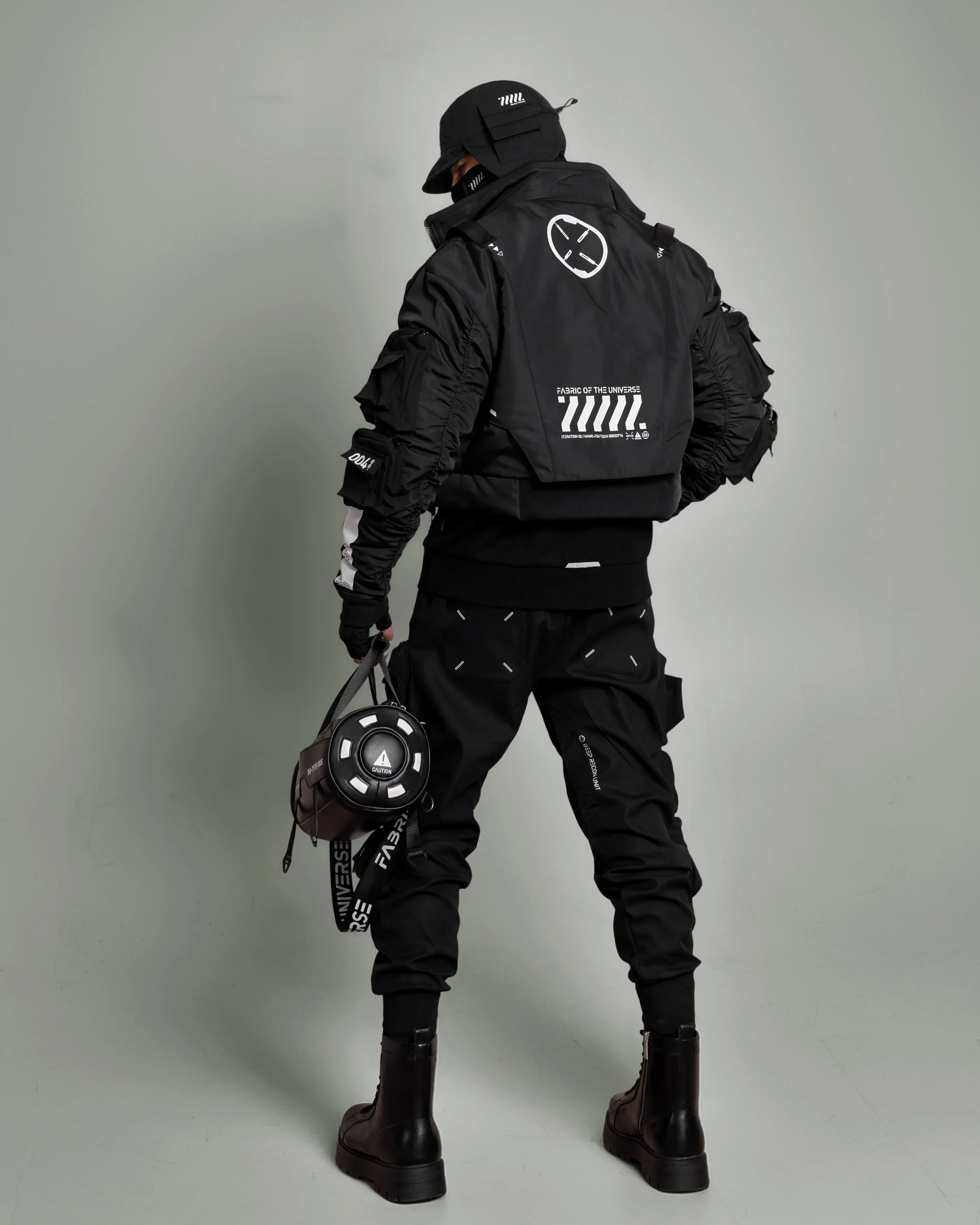 CRB-004 Black Crop Bomber Jacket - Image 5