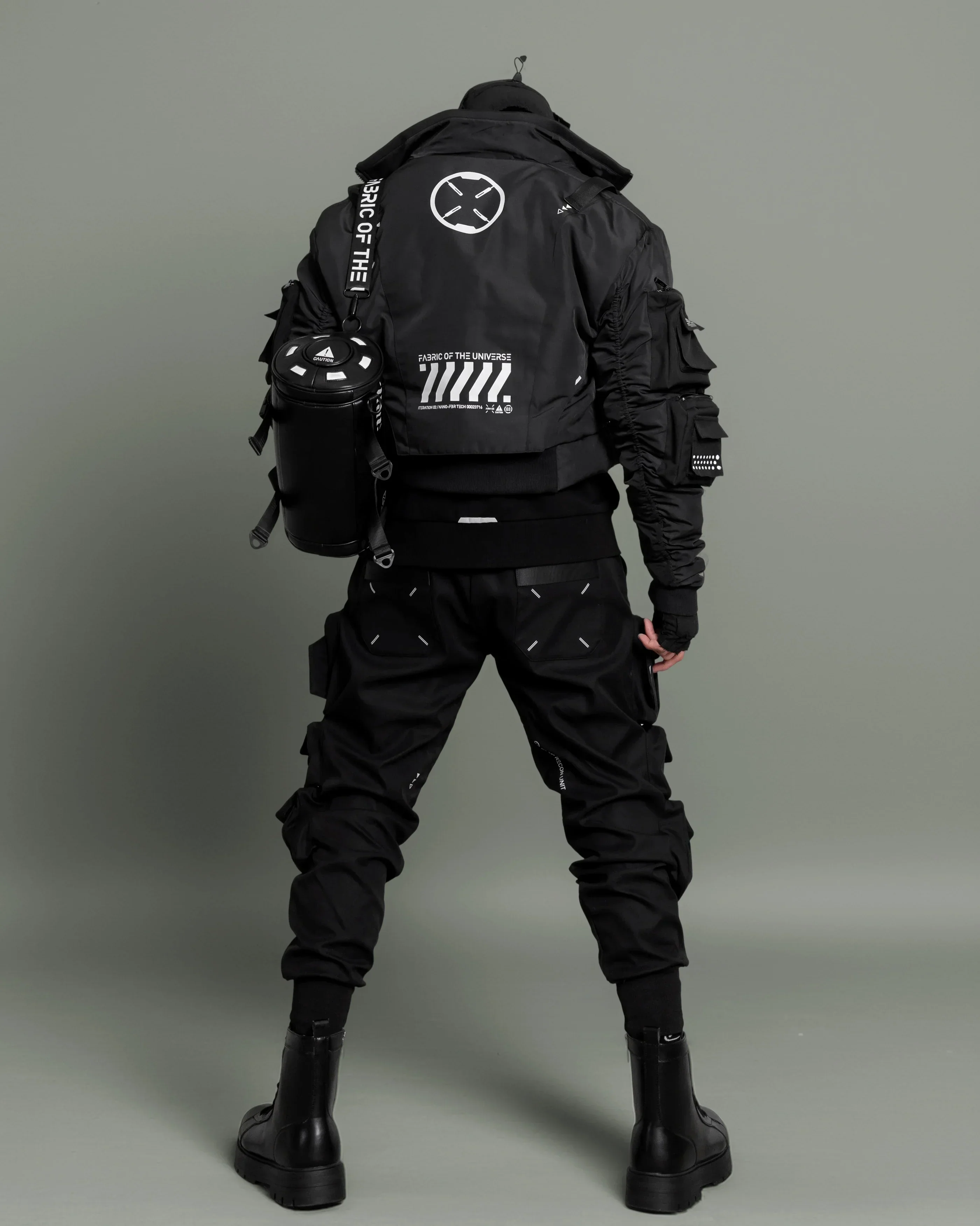 CRB-004 Black Crop Bomber Jacket - Image 7