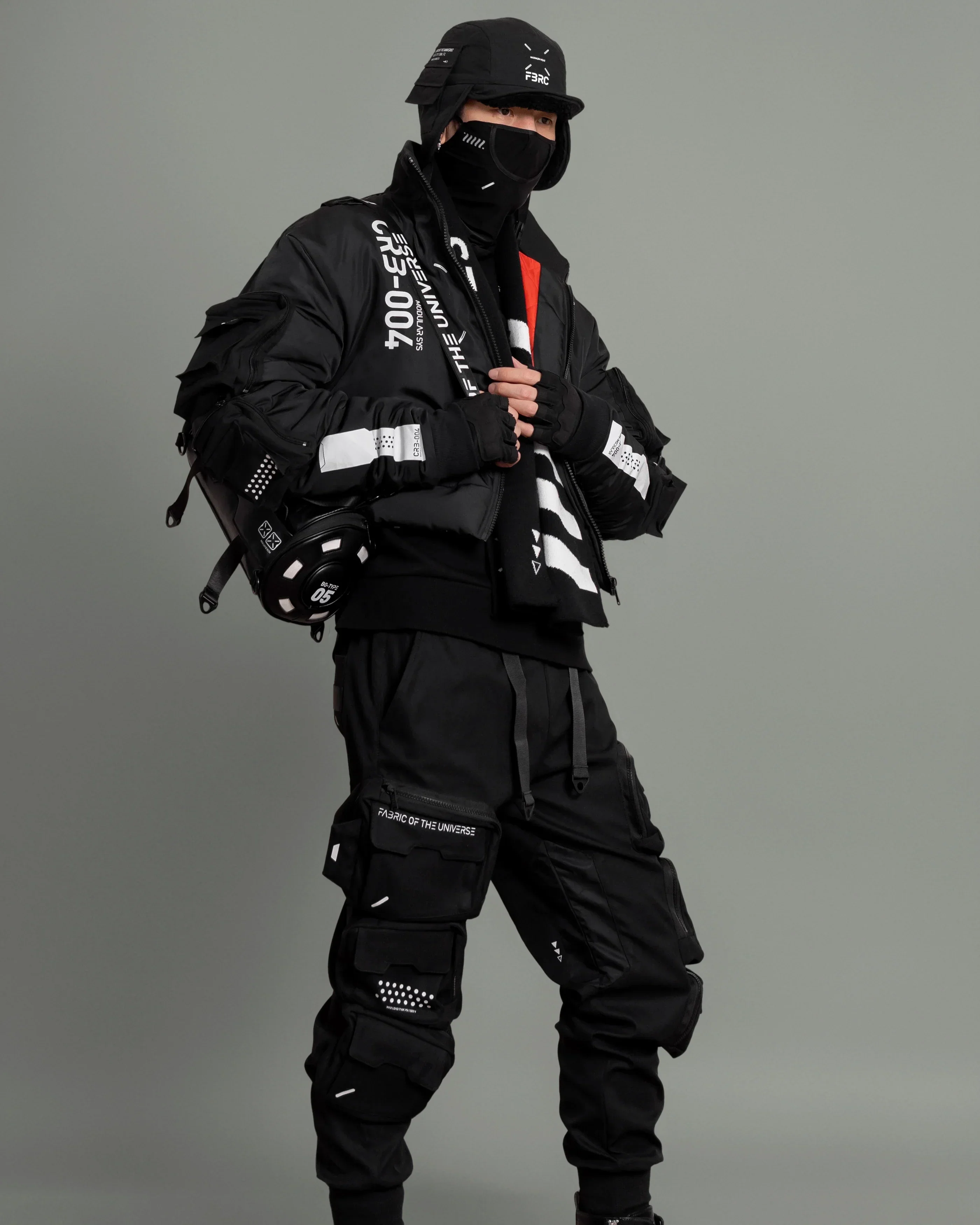CRB-004 Black Crop Bomber Jacket - Image 8
