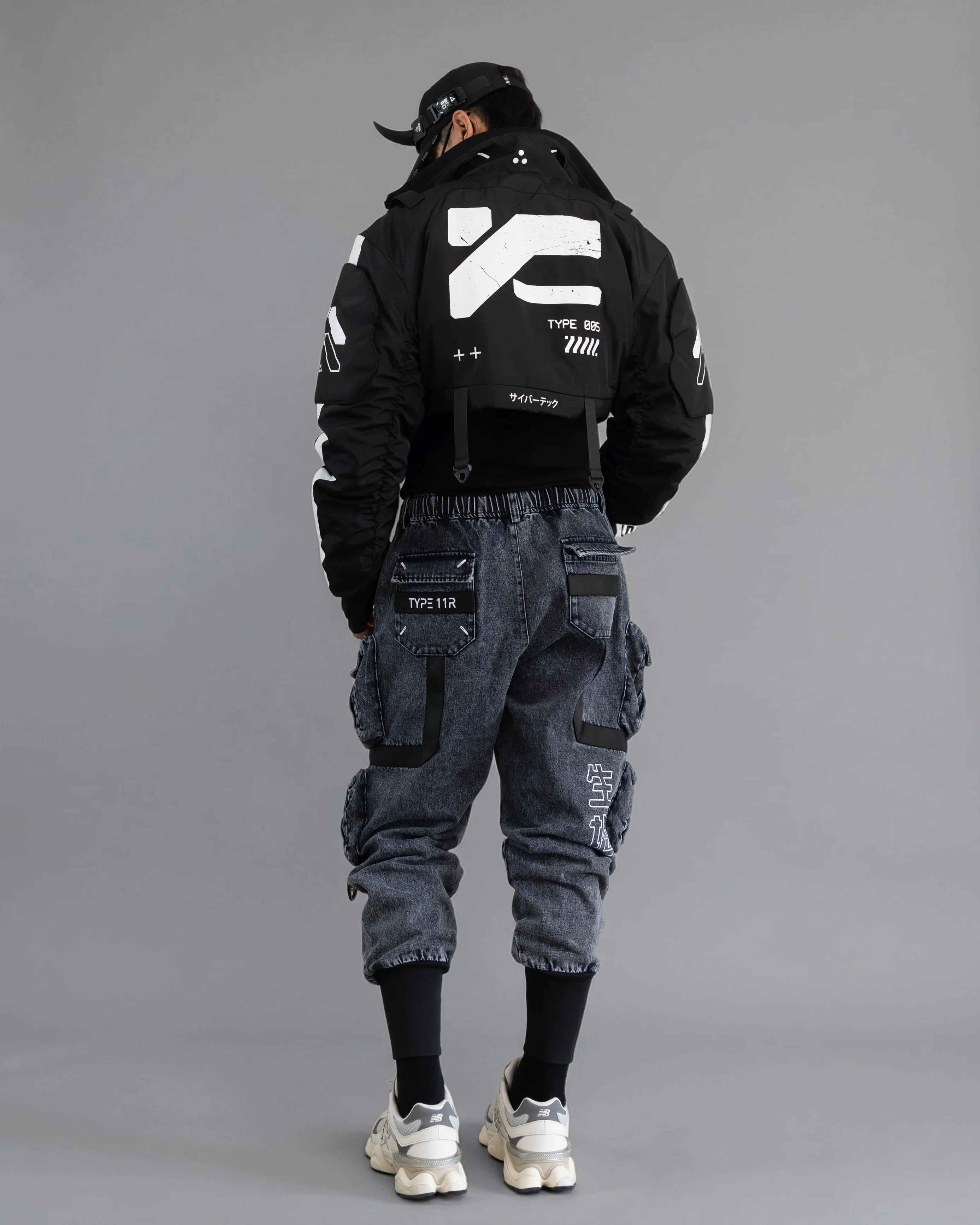 CRB-005 Black Crop Bomber Jacket - Image 11