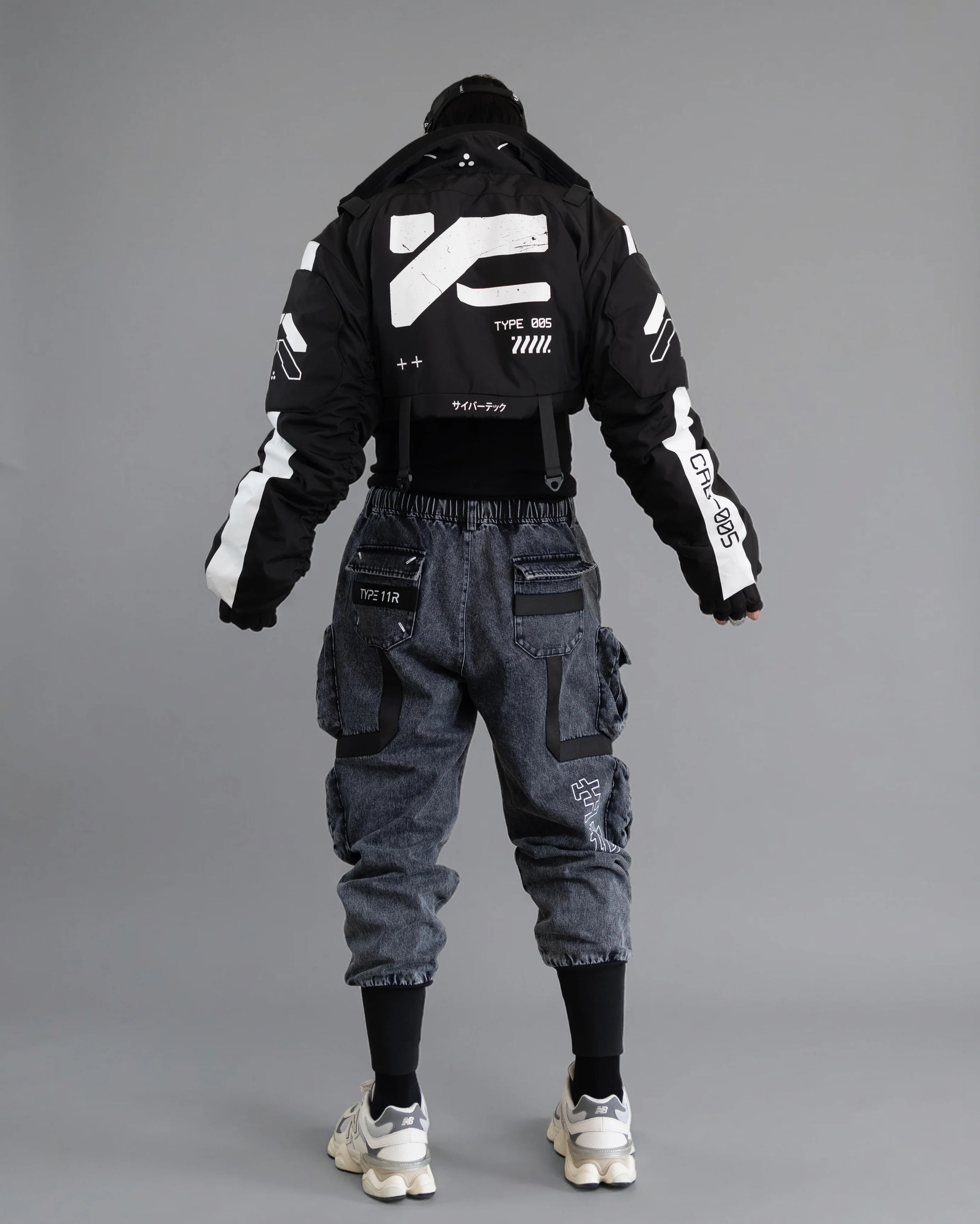 CRB-005 Black Crop Bomber Jacket - Image 13