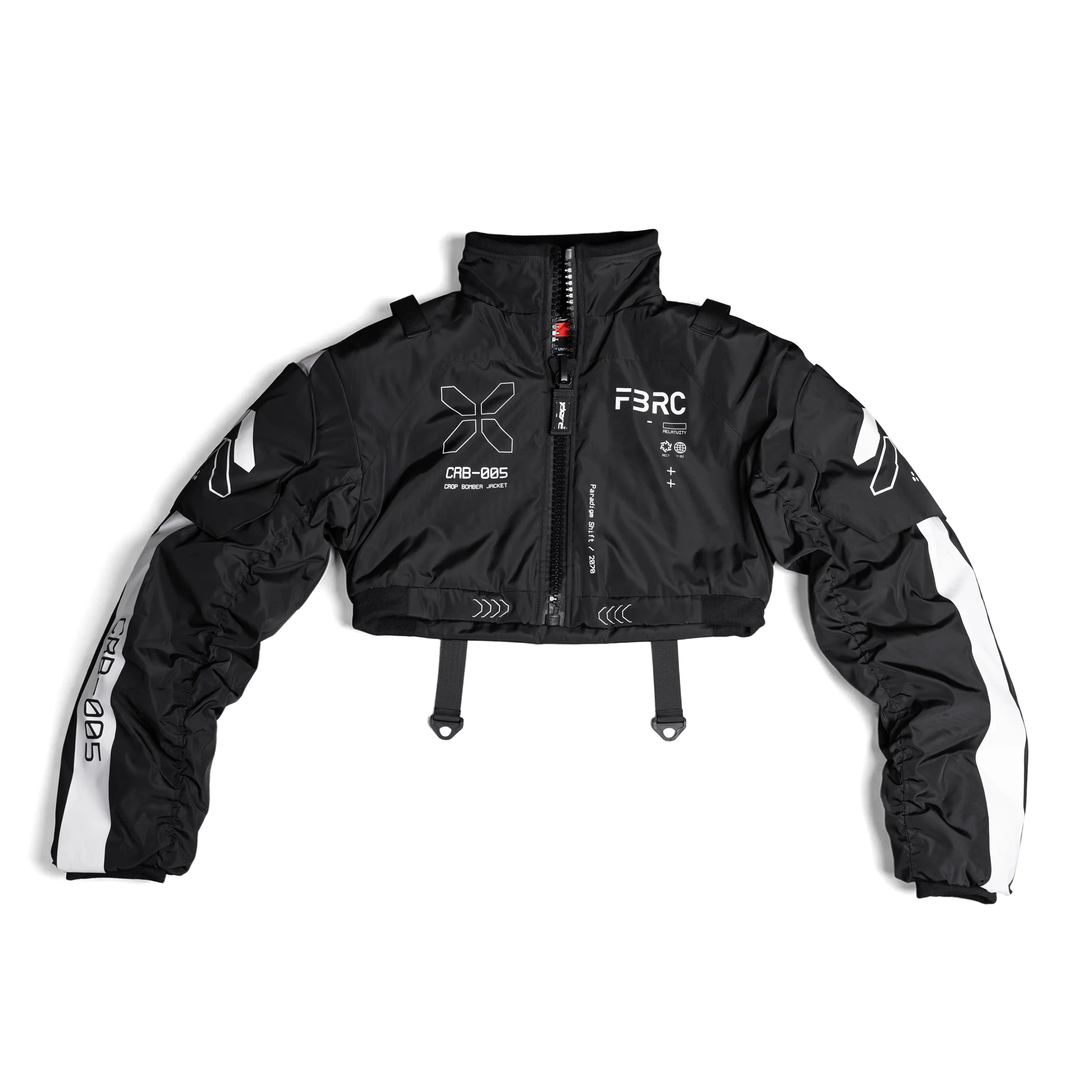 CRB-005 Black Crop Bomber Jacket - Image 15