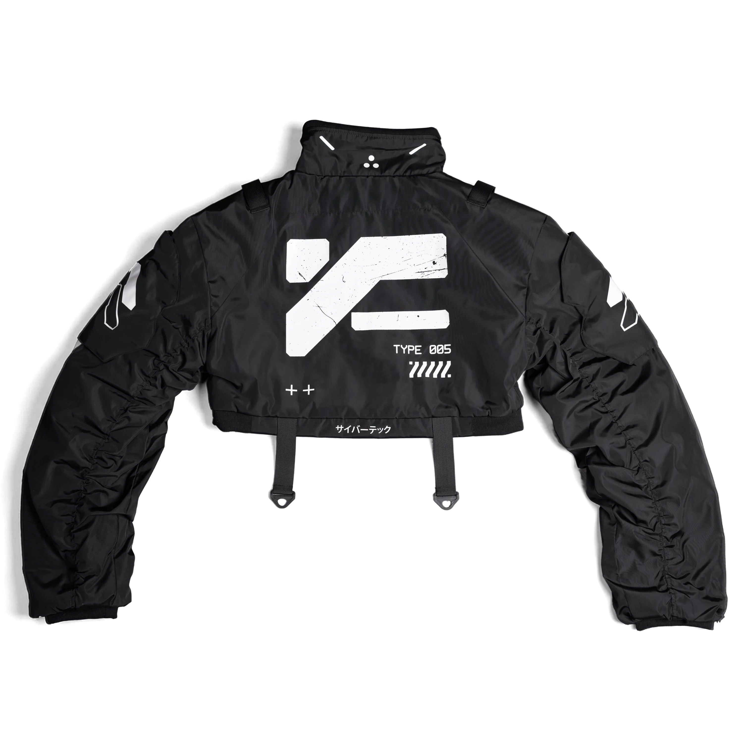 CRB-005 Black Crop Bomber Jacket - Image 16