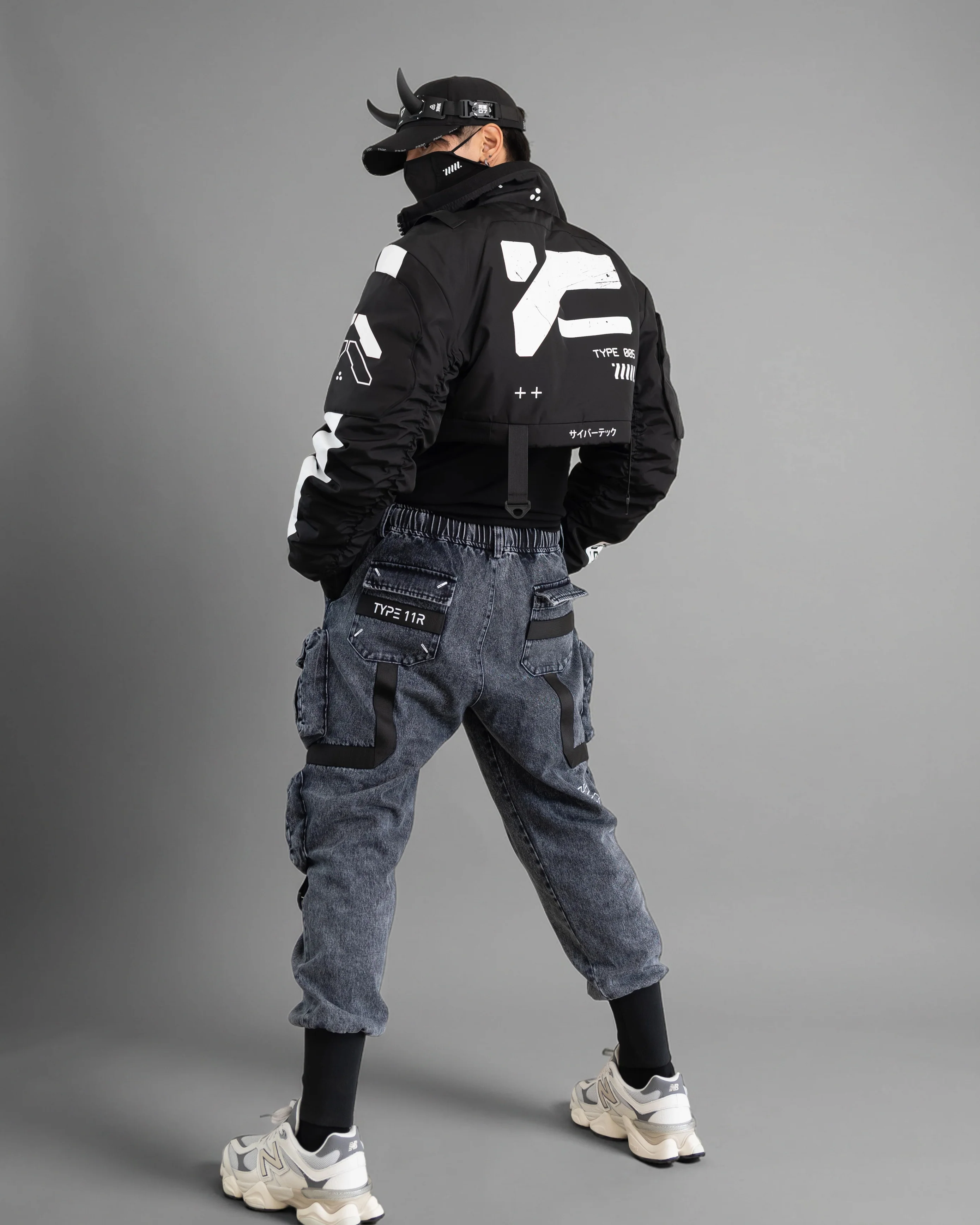 CRB-005 Black Crop Bomber Jacket - Image 6