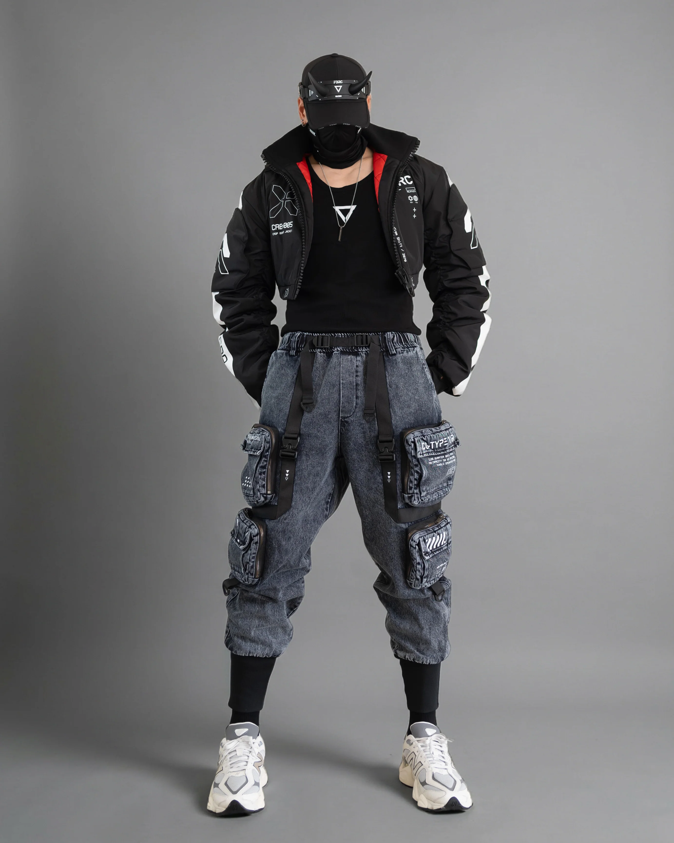 CRB-005 Black Crop Bomber Jacket - Image 8