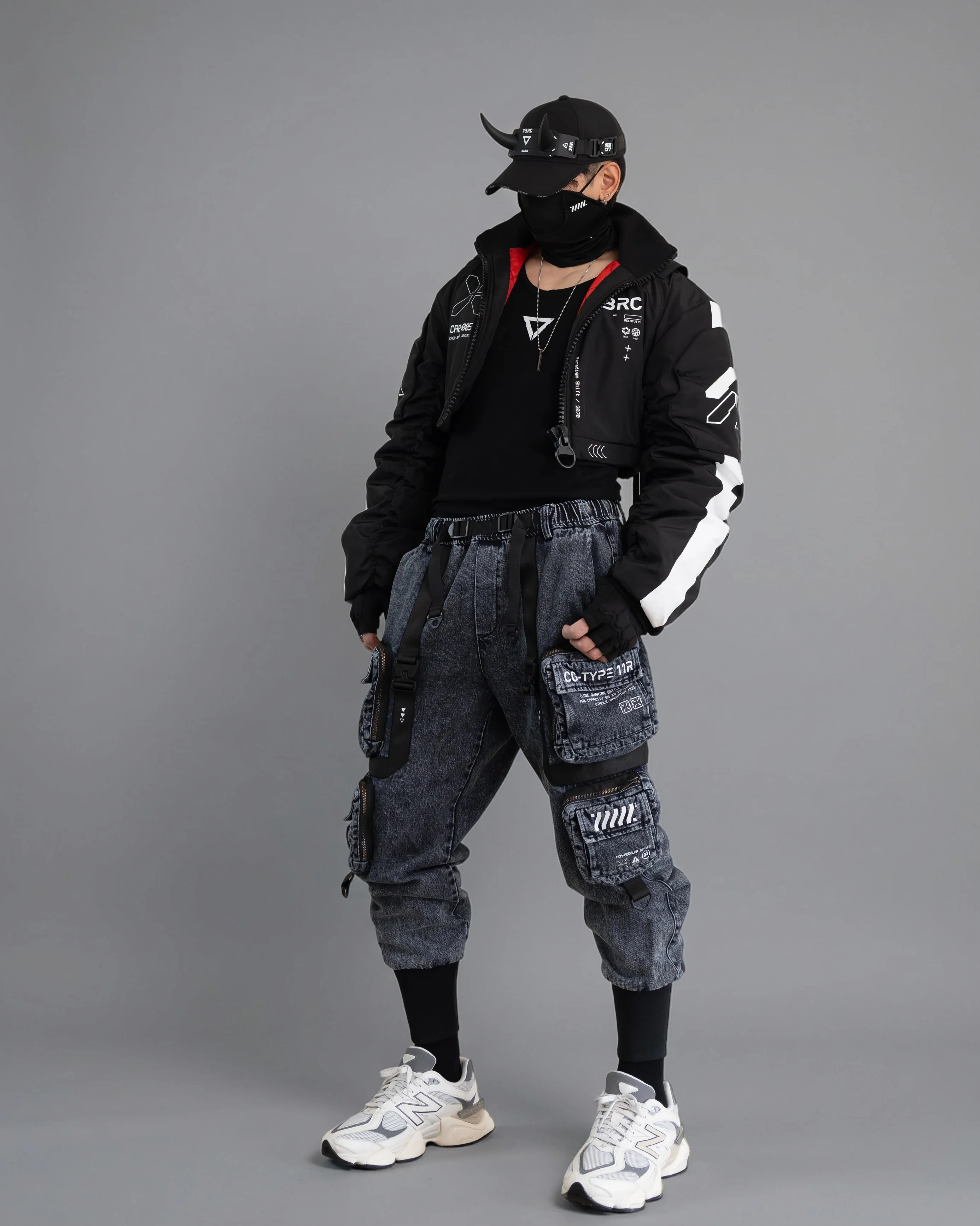 CRB-005 Black Crop Bomber Jacket - Image 9