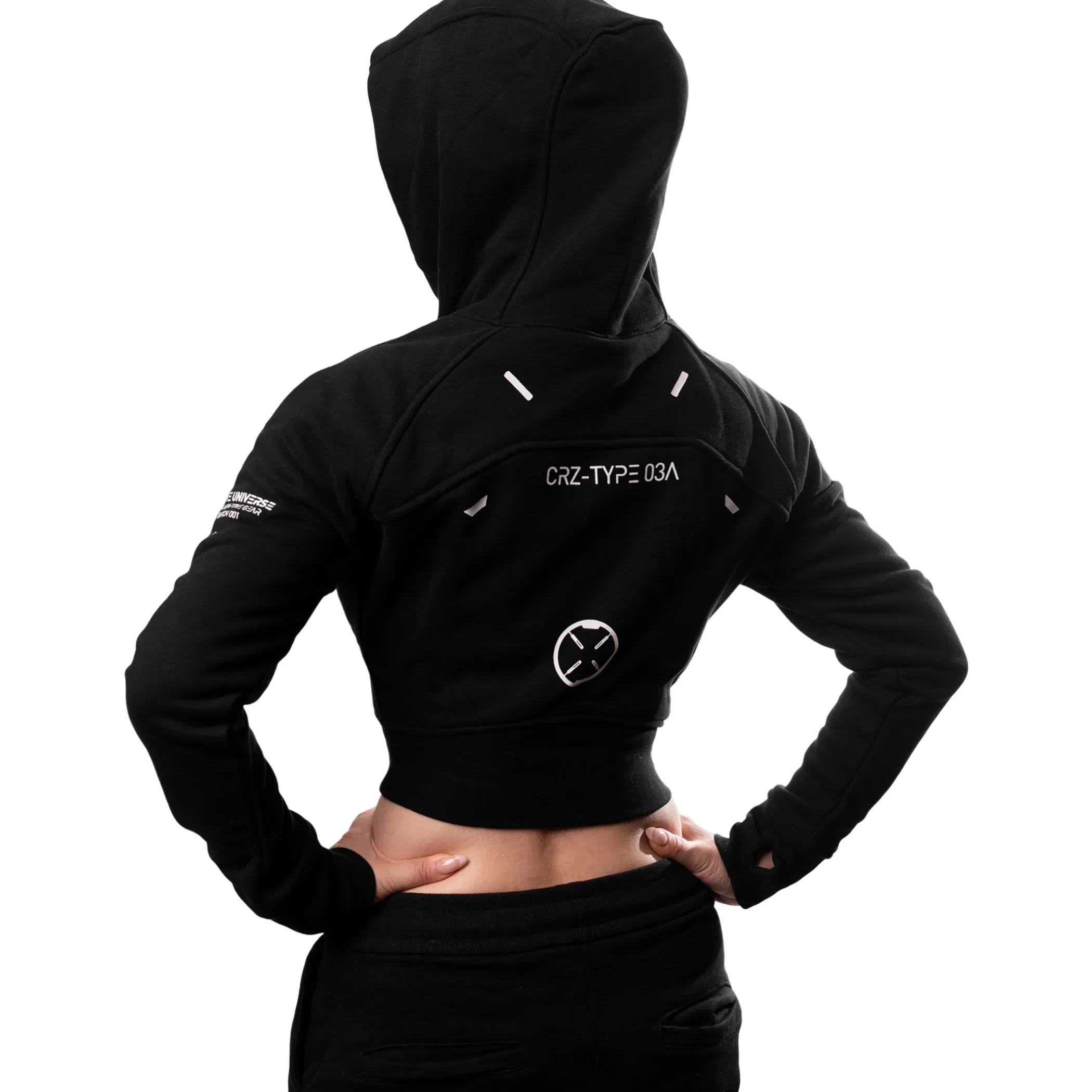 CRZ-Type 03A Black Crop Zip Hoodie - Image 4