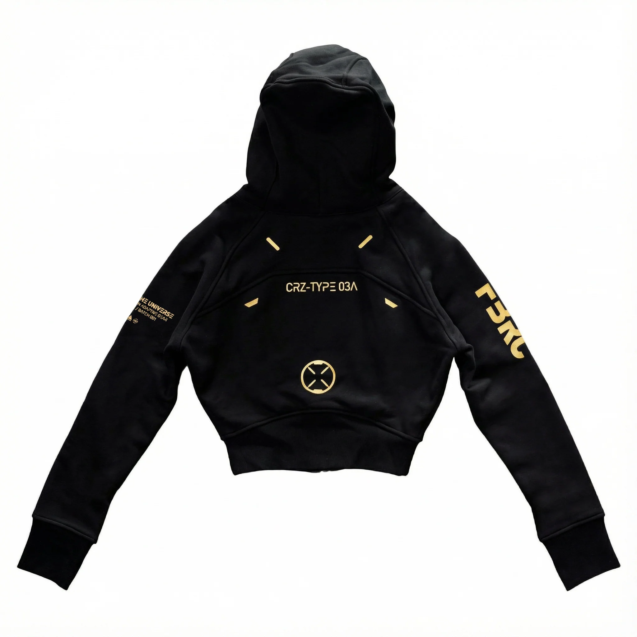 CRZ-Type 03A Black Gold Crop Zip Hoodie - Image 10