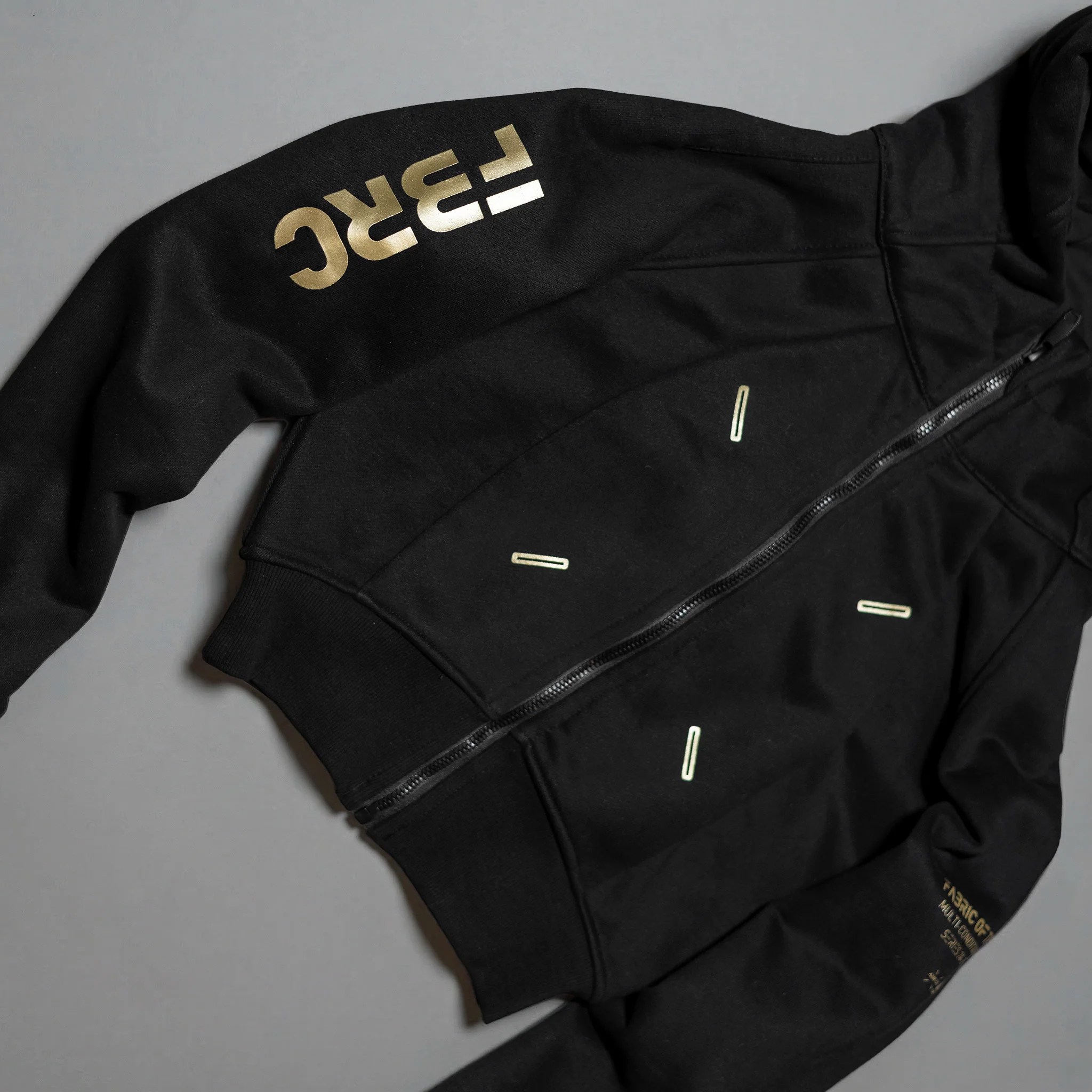 CRZ-Type 03A Black Gold Crop Zip Hoodie - Image 6