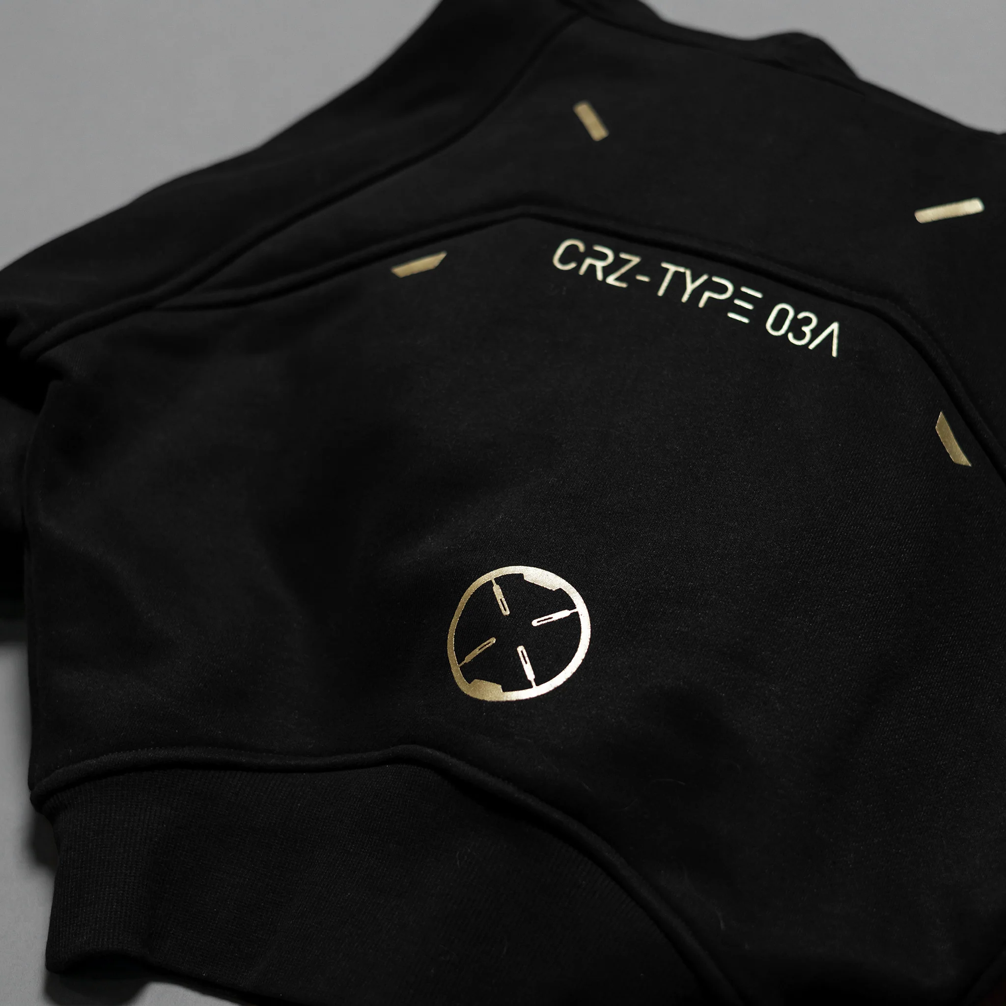 CRZ-Type 03A Black Gold Crop Zip Hoodie - Image 7