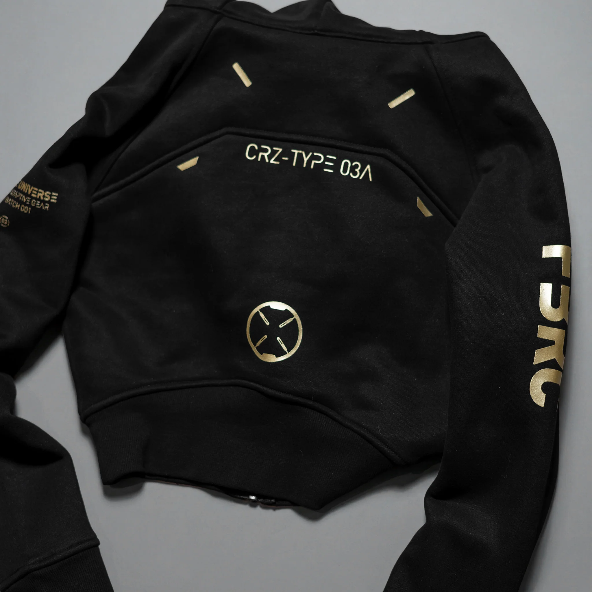 CRZ-Type 03A Black Gold Crop Zip Hoodie - Image 8