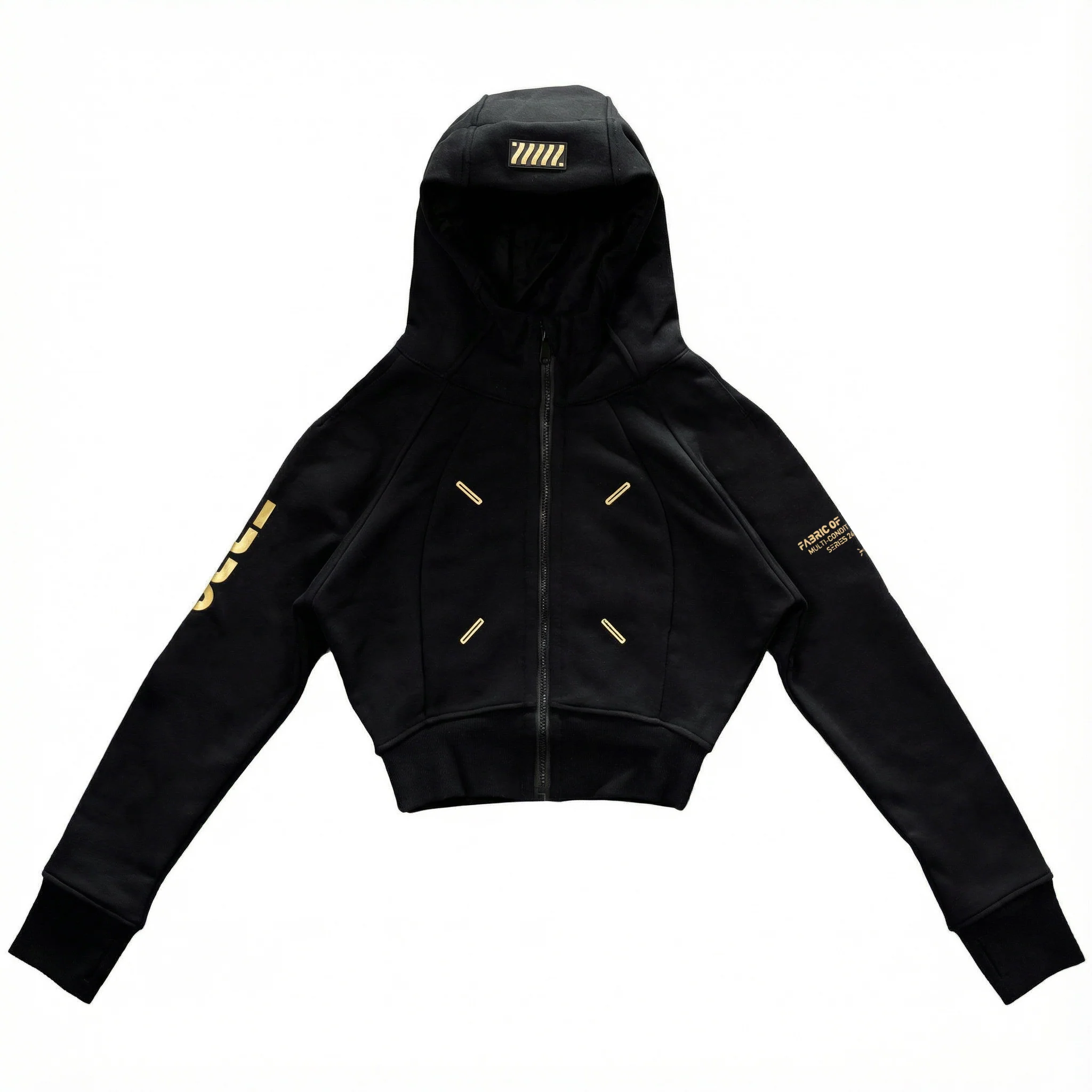 CRZ-Type 03A Black Gold Crop Zip Hoodie - Image 9