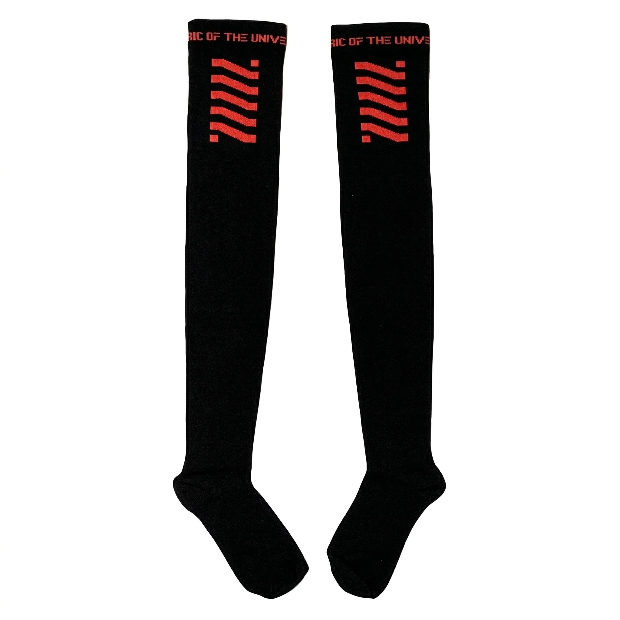 CSRT-01 Black Red Thigh High Socks - Image 2