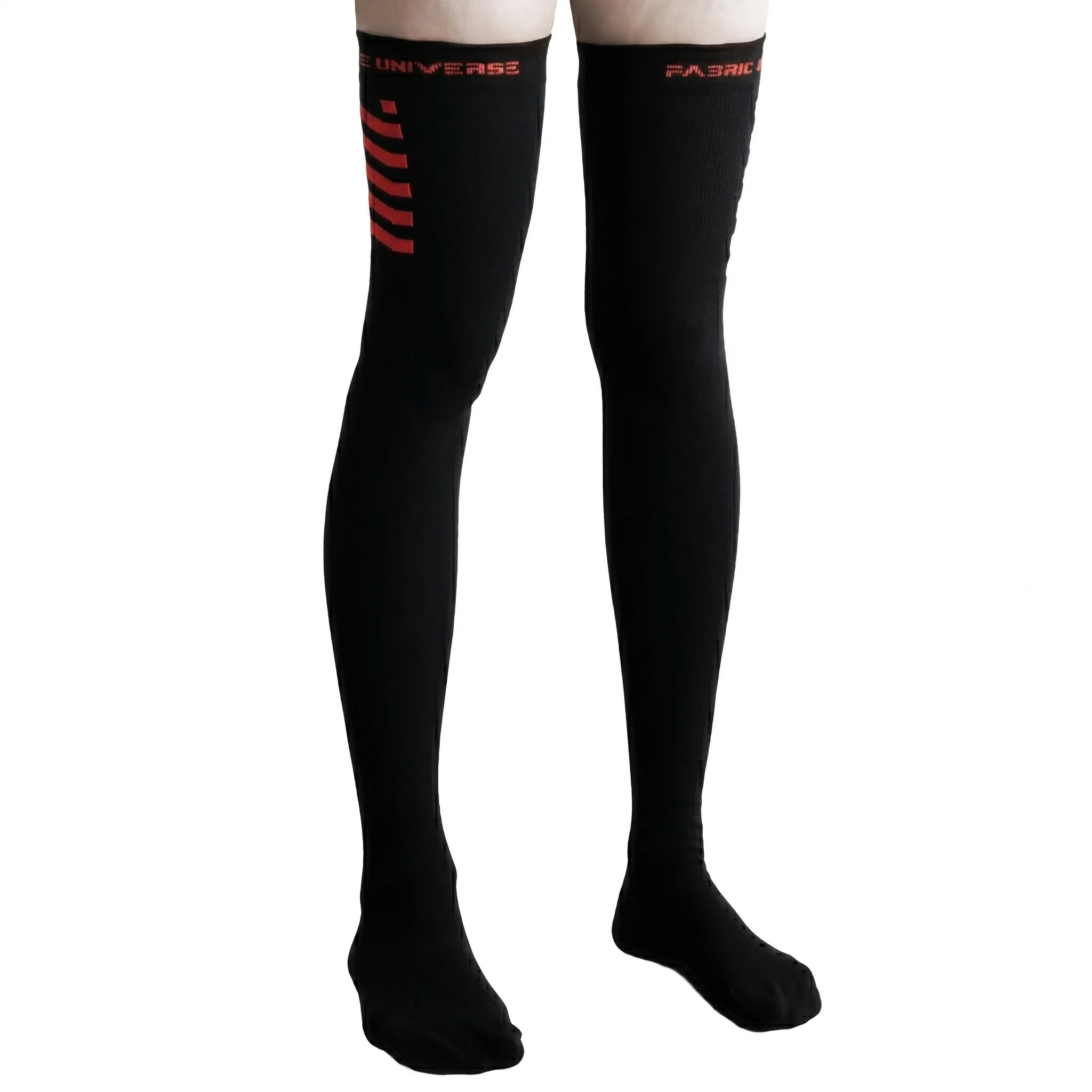 CSRT-01 Black Red Thigh High Socks - Image 3