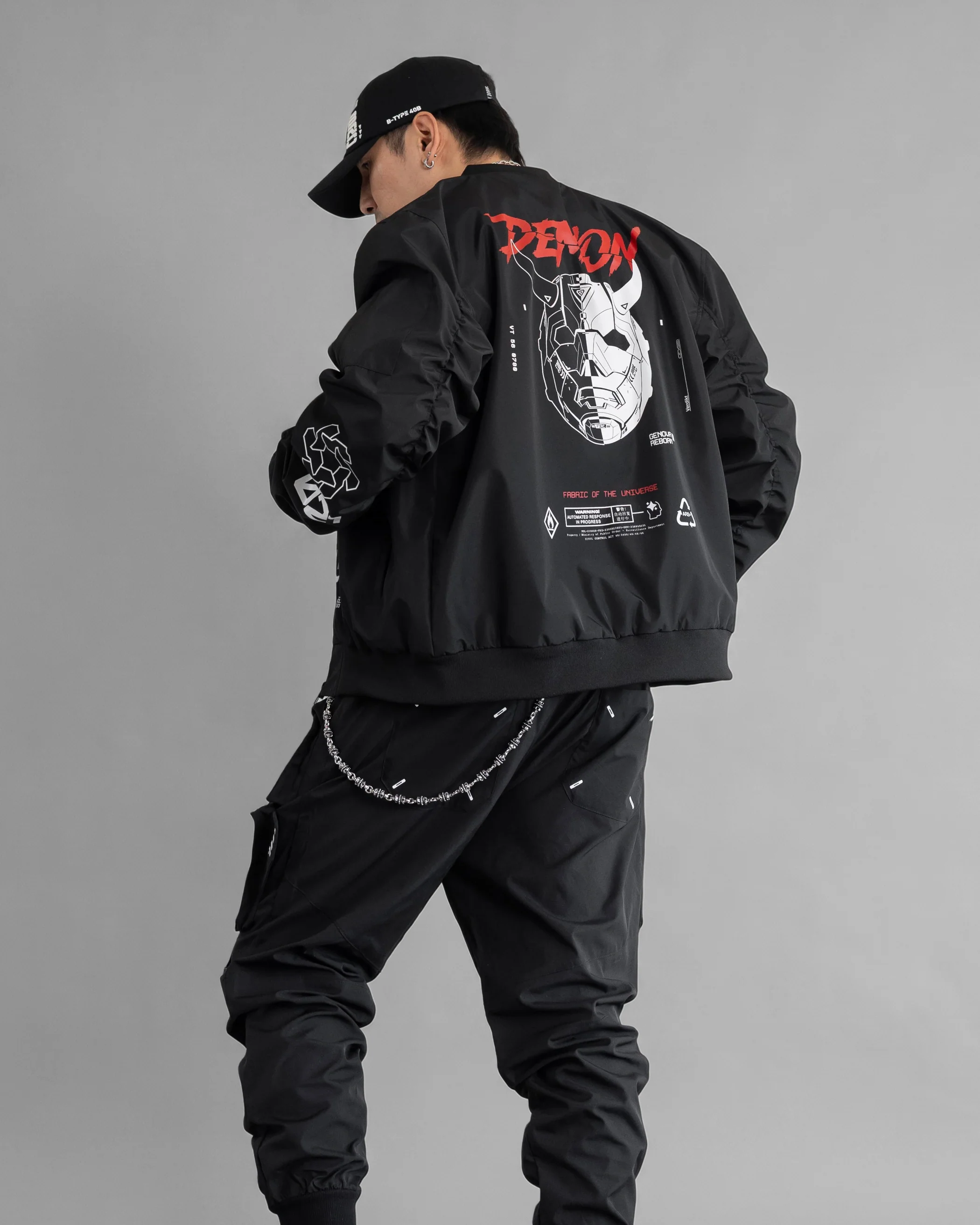 Genova Demon Black LW Bomber Jacket - Image 14