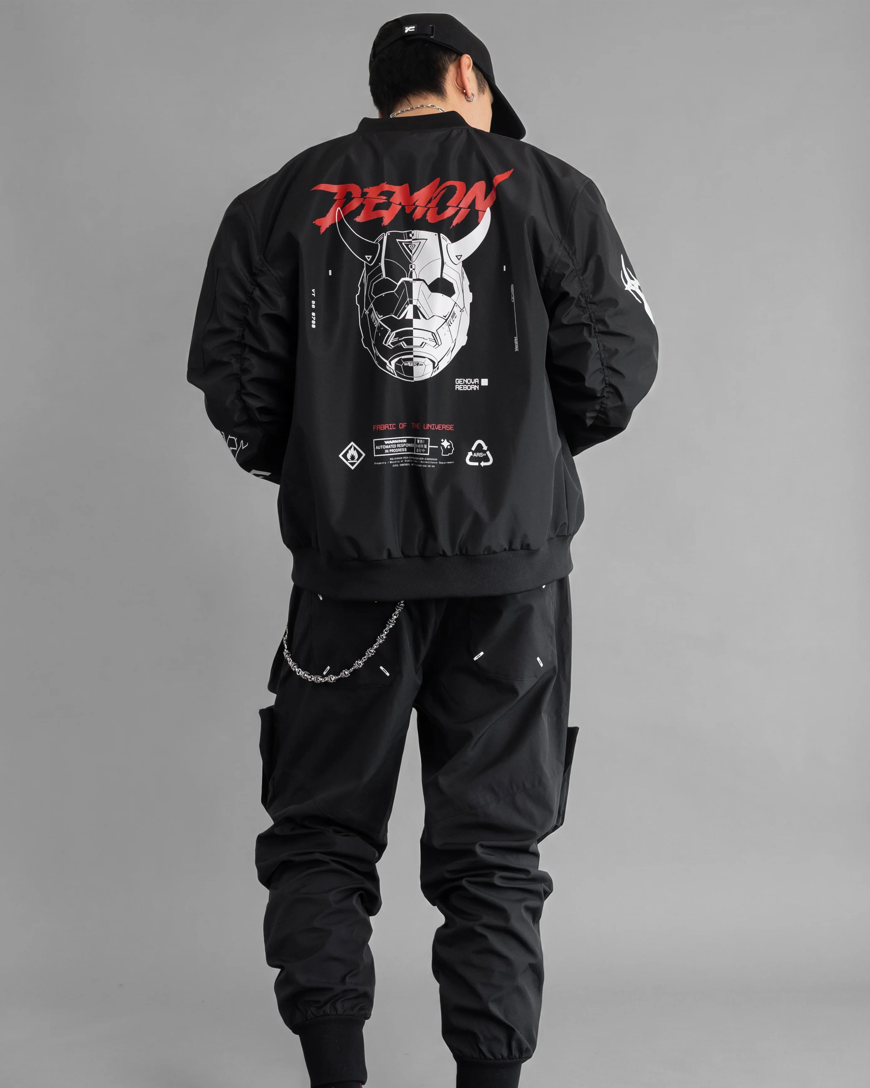 Genova Demon Black LW Bomber Jacket - Image 8