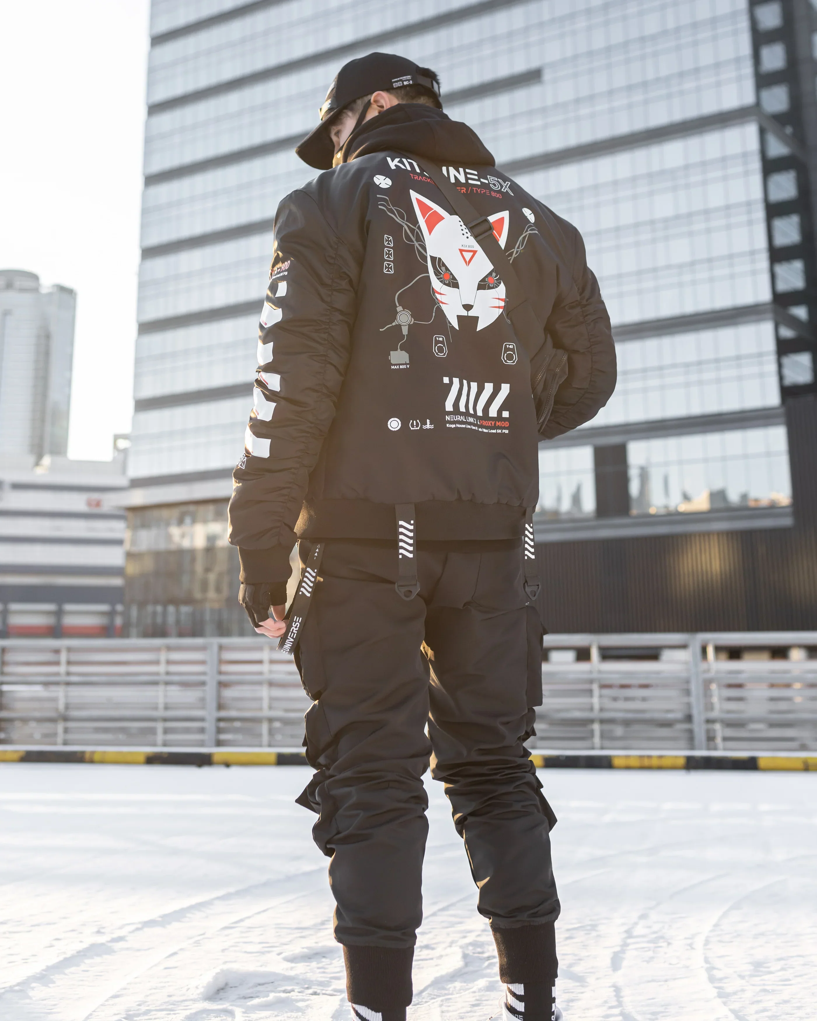 Kitsune-5X Black Bomber Jacket - Image 6