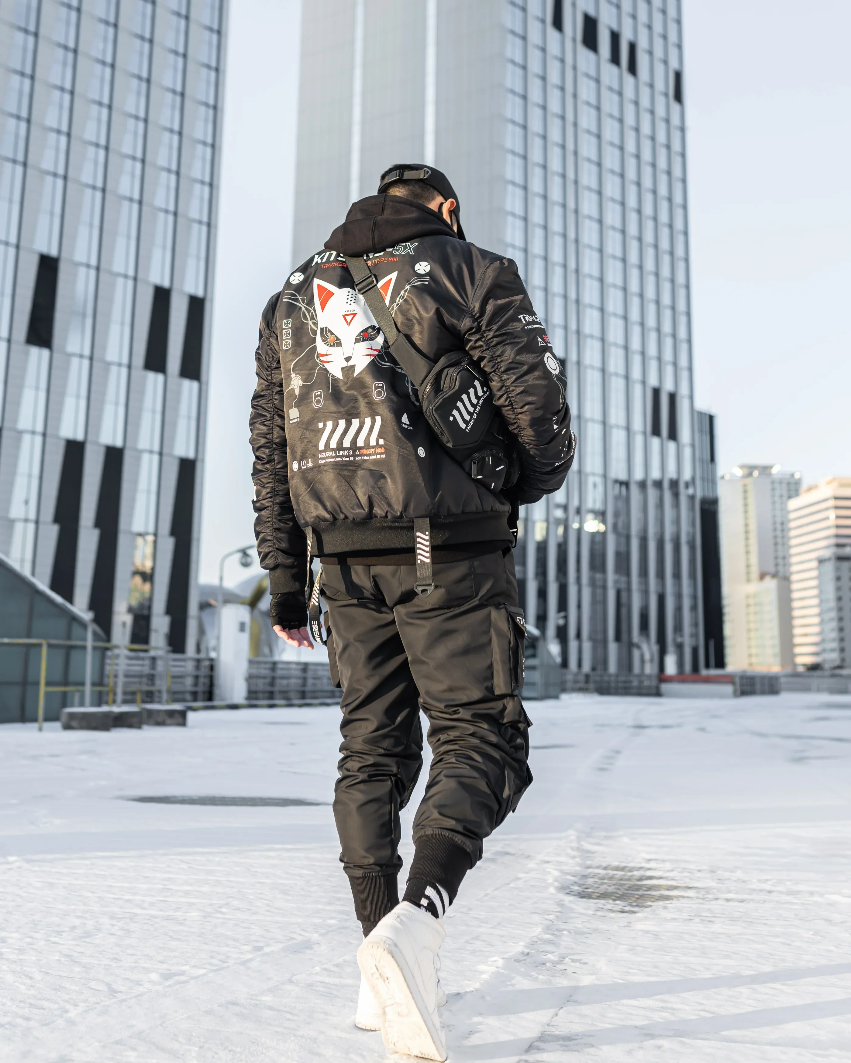 Kitsune-5X Black Bomber Jacket - Image 7