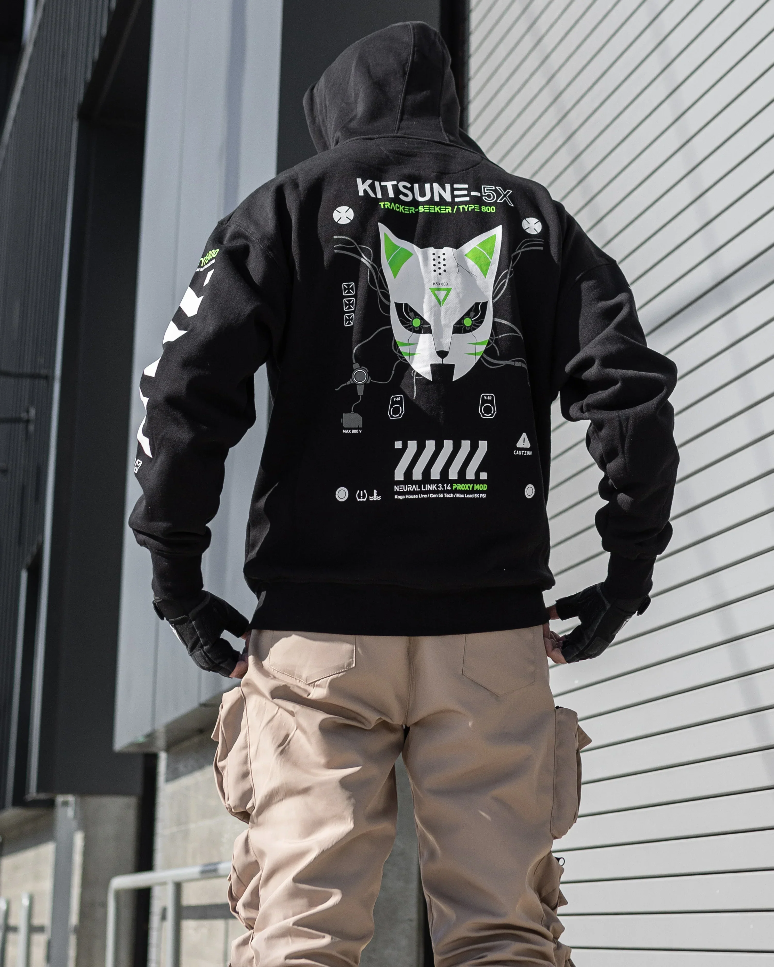 Kitsune-5X LM Black Zip Hoodie - Image 7