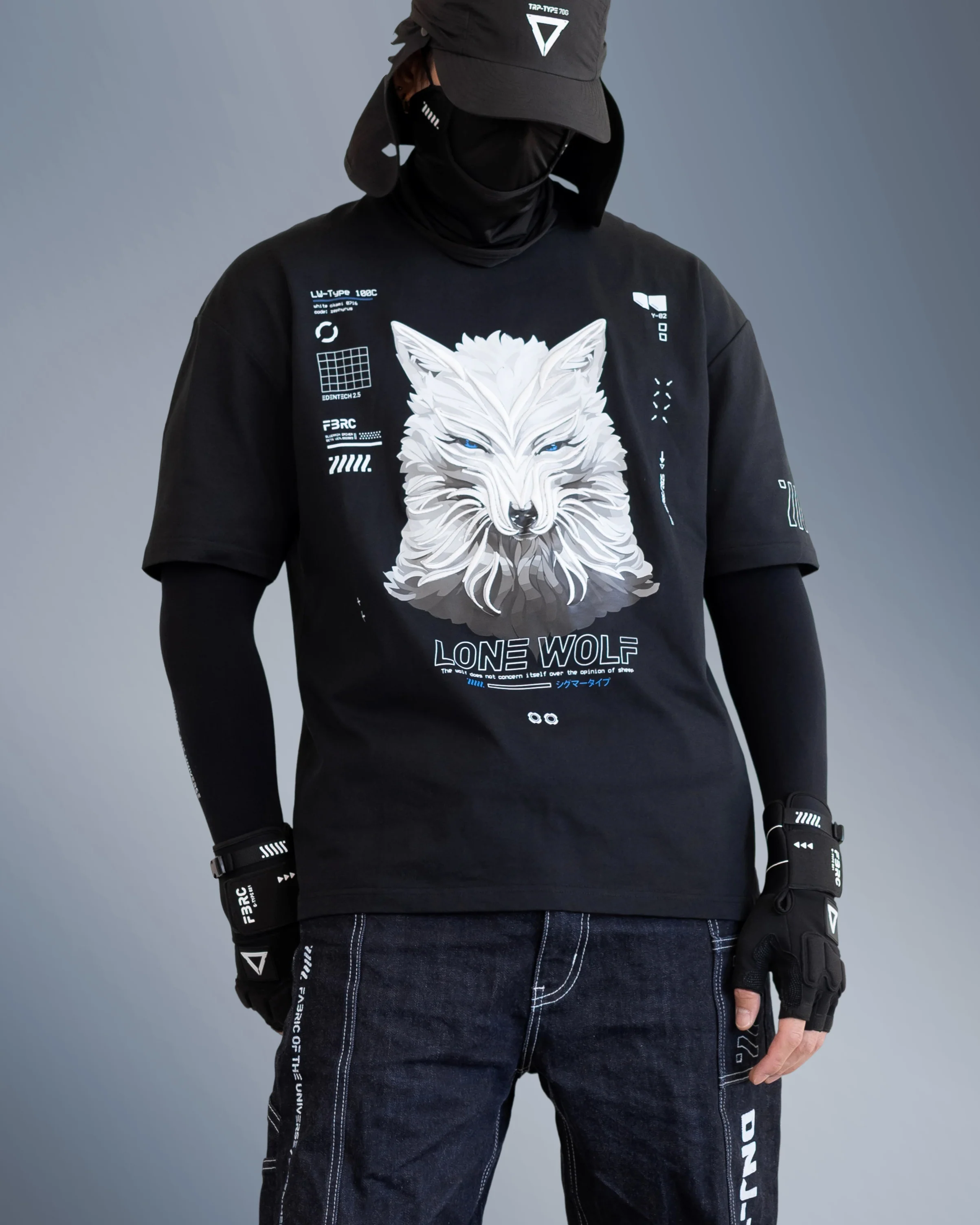 Lone Wolf Black Embroider Short Sleeve T - Image 4