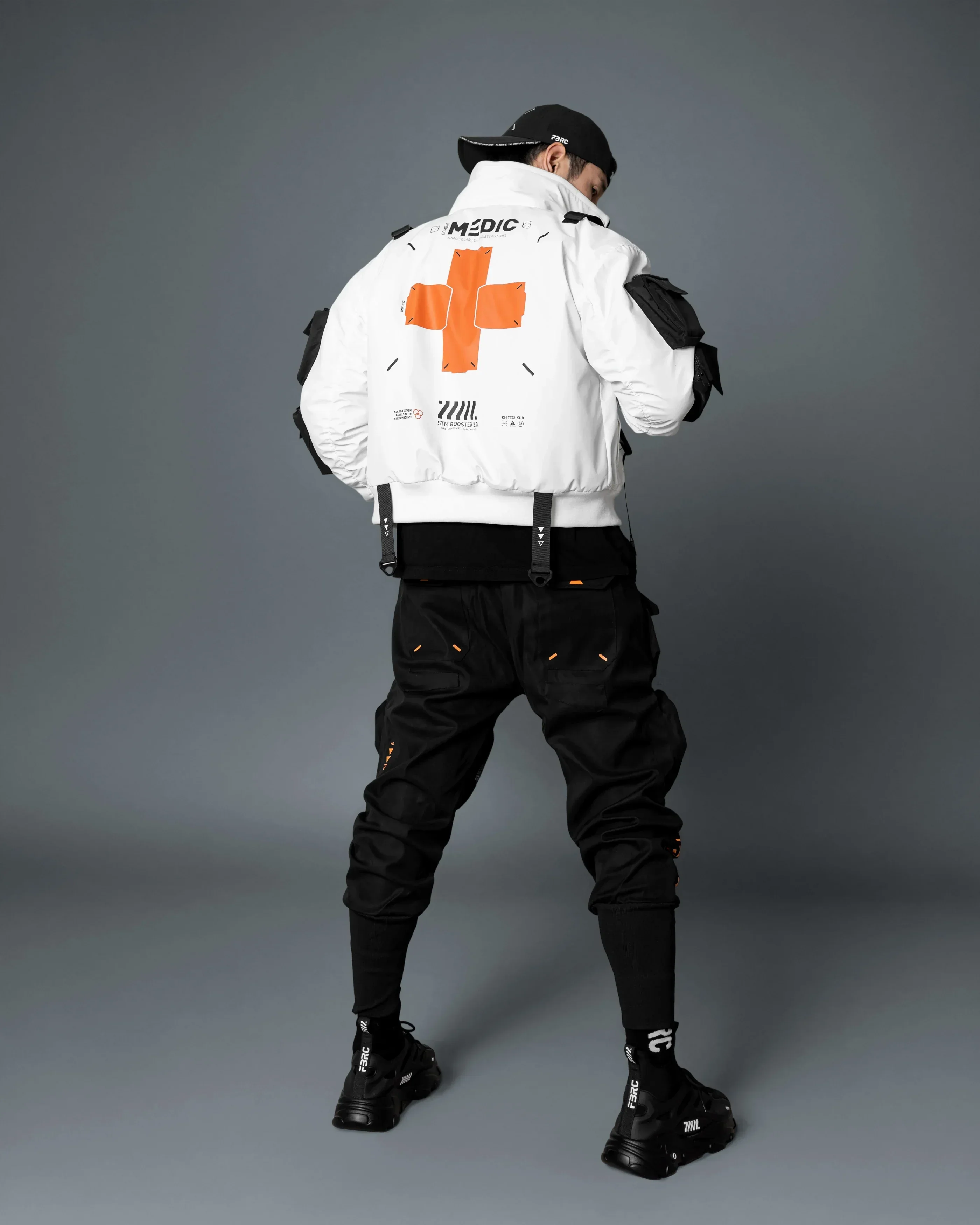 Medic White Short Bomber Jacket - Image 3
