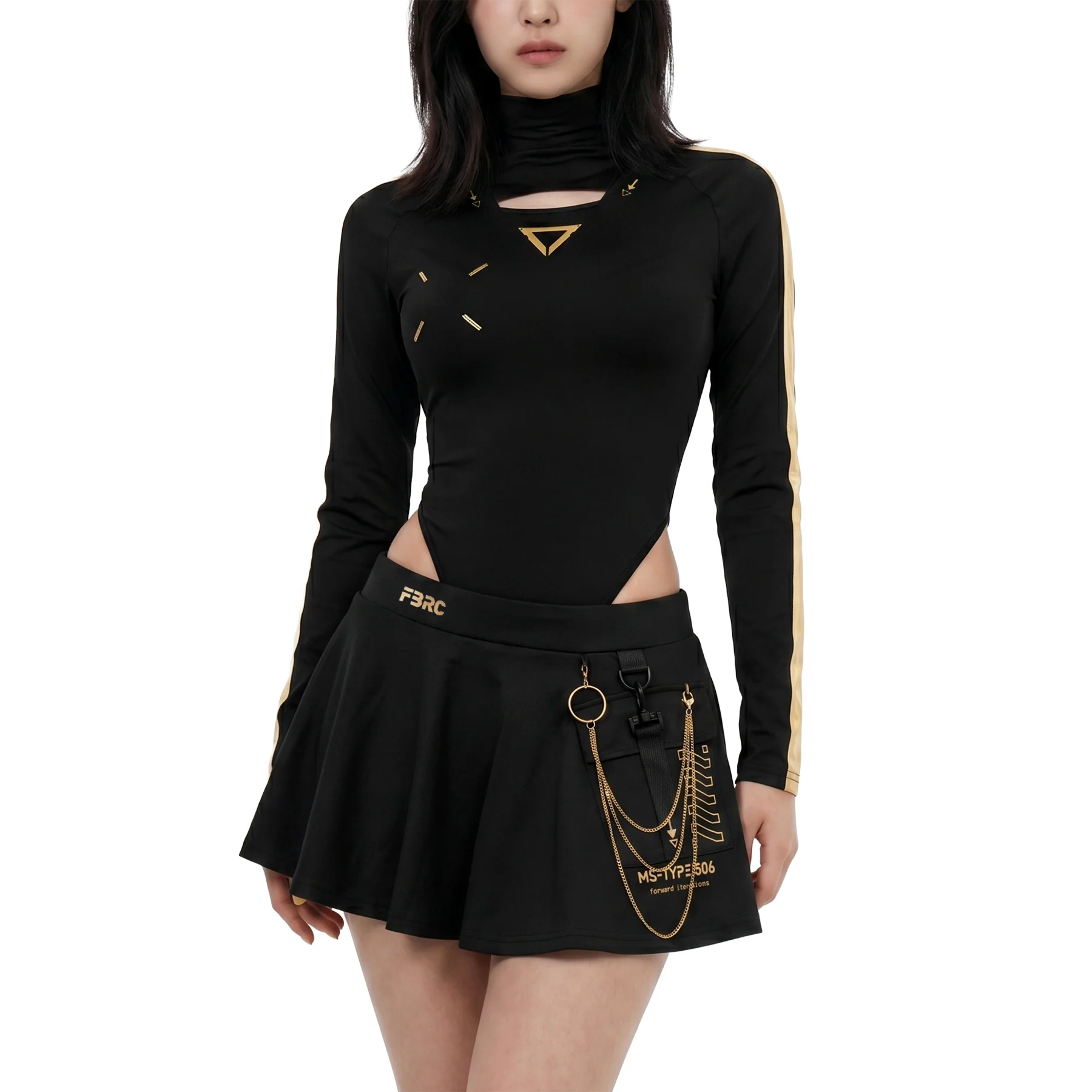 MS-Type 506 Black Gold Chain Miniskirt - Image 6