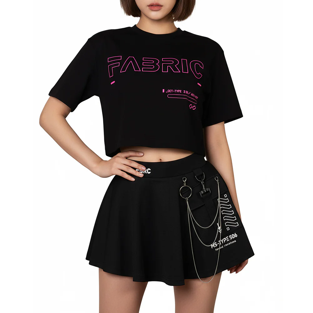 OCT-Type 310 Black Pink Oversized Crop T - Image 4