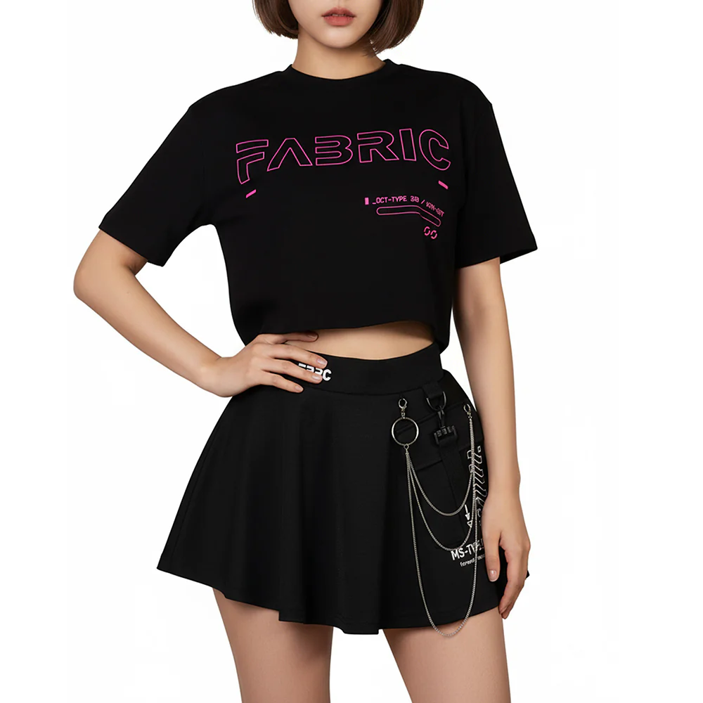 OCT-Type 310 Black Pink Oversized Crop T - Image 6