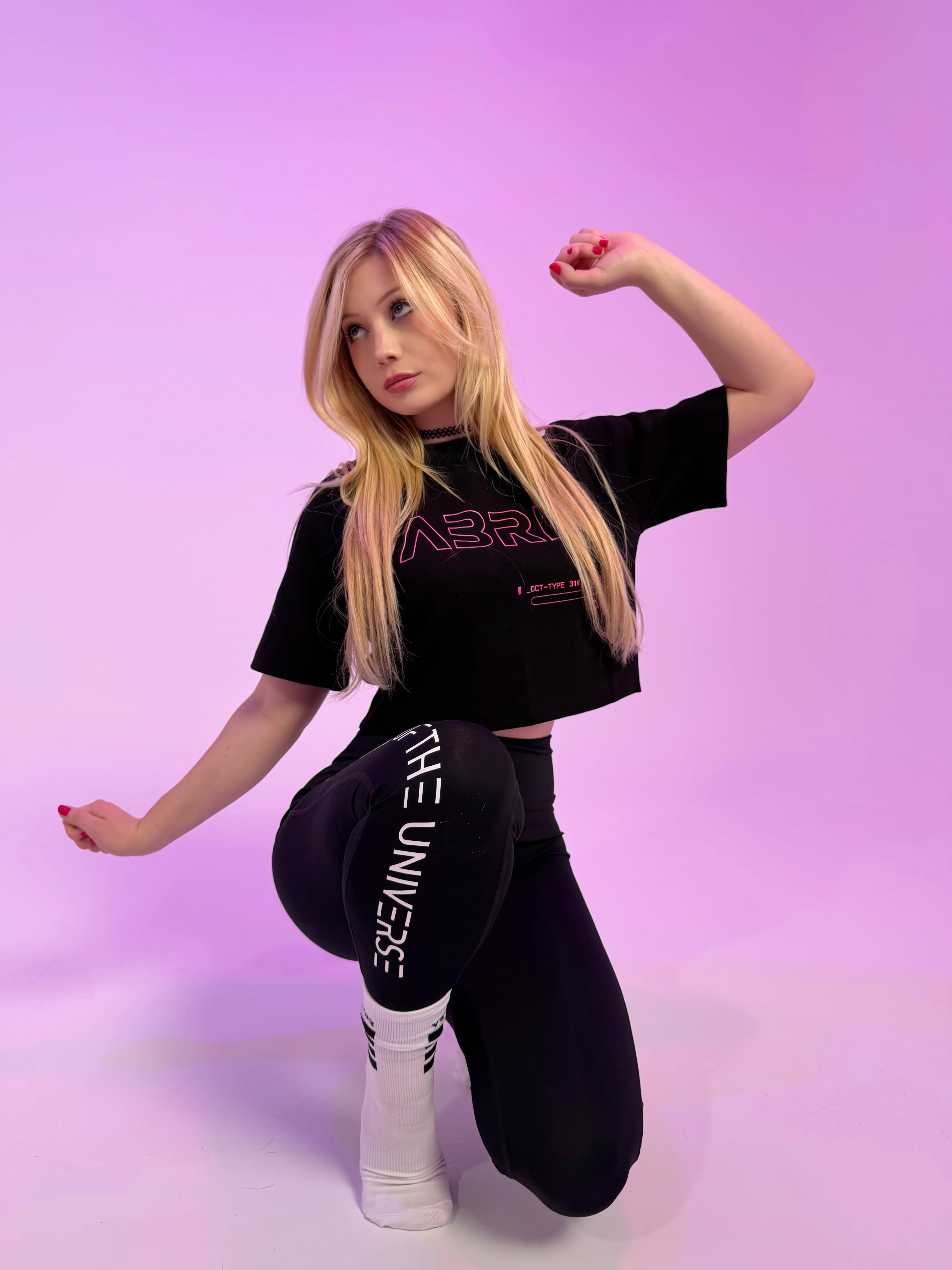 OCT-Type 310 Black Pink Oversized Crop T - Image 9