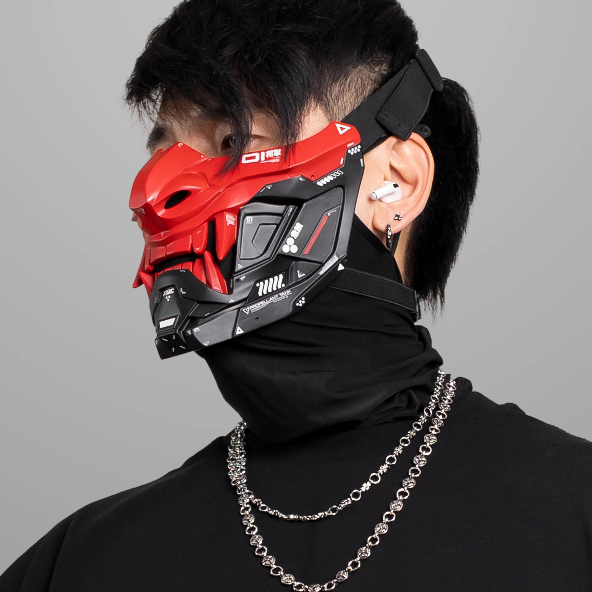 ONI v2 Red Black Half Cyber Mask - Image 12