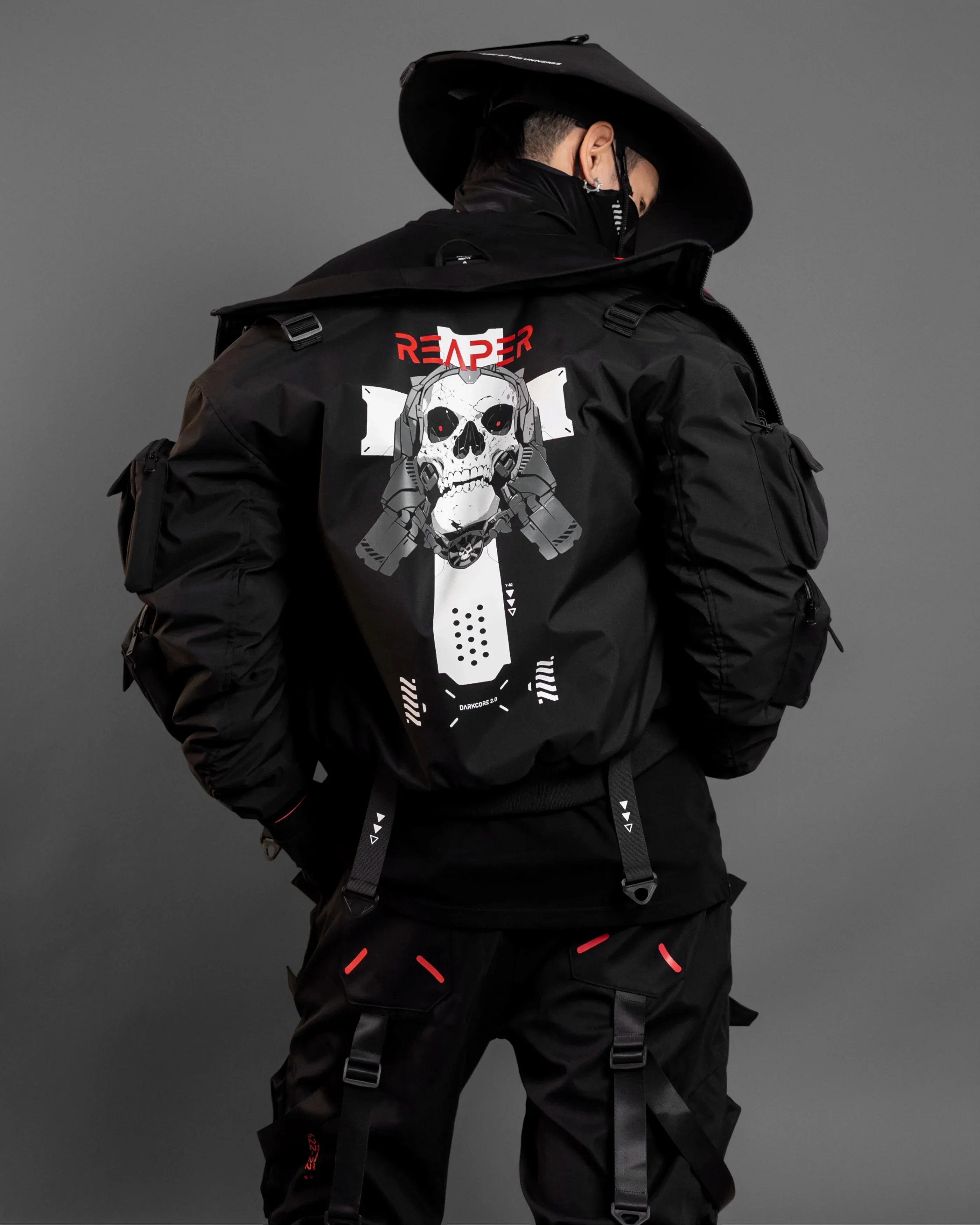 Reaper Black Short Bomber Jacket - Image 4