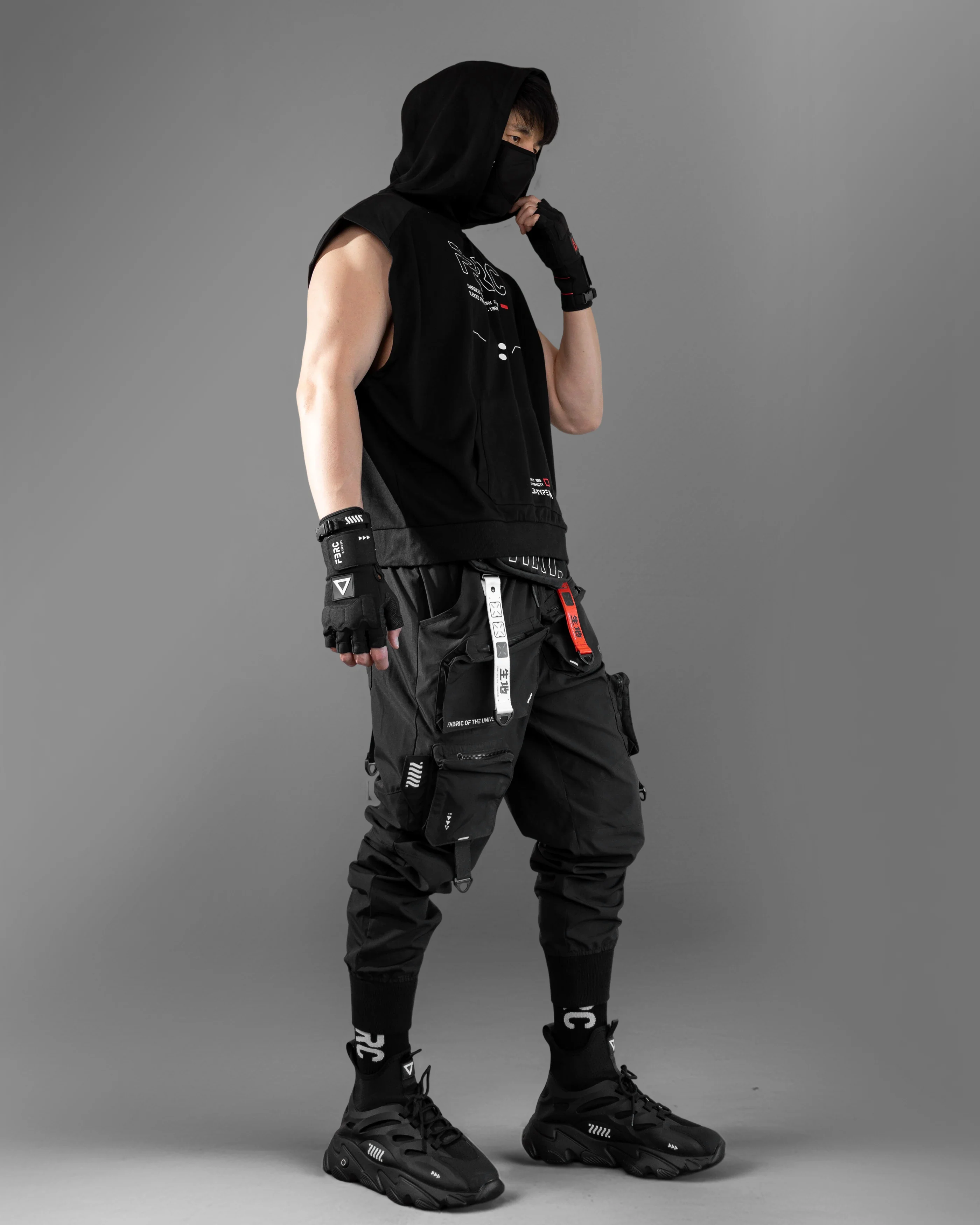 SLR-Type 011A Black Sleeveless Hoodie - Image 6