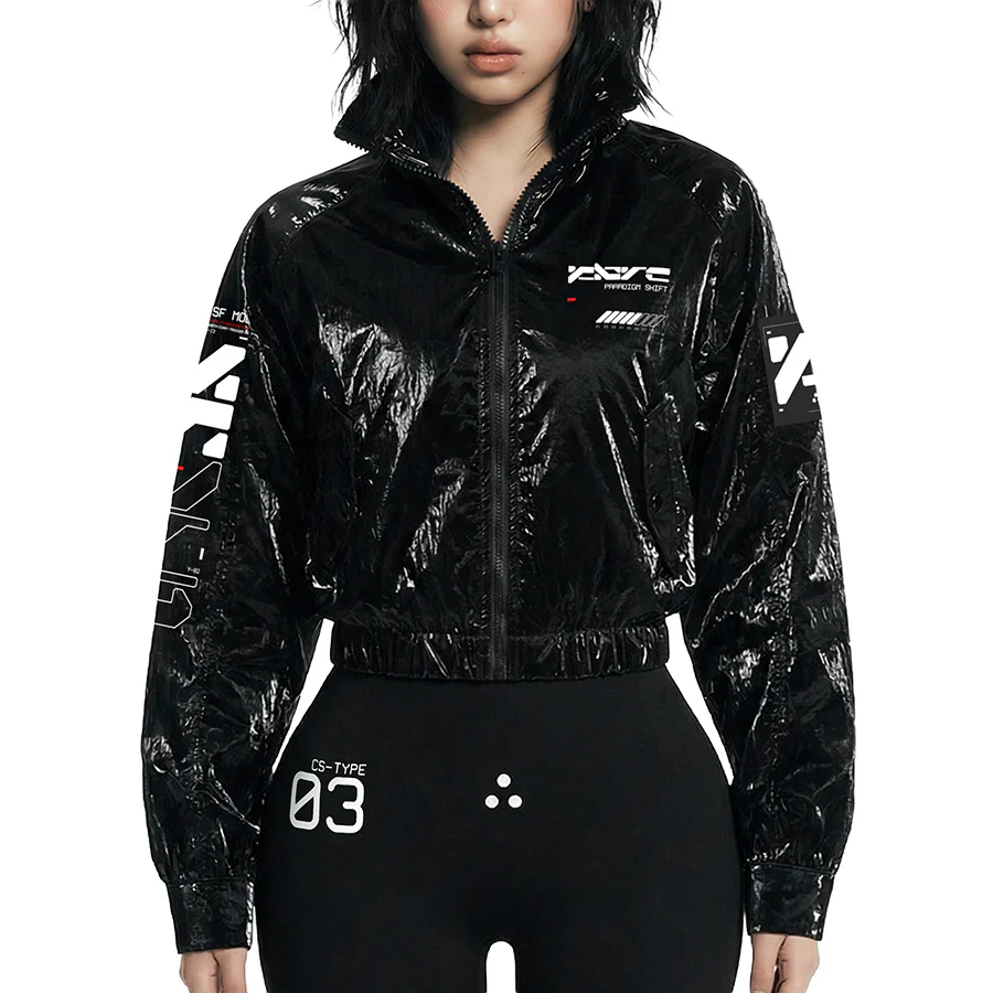 SWB-052 Black Chrome Crop Windbreaker - Image 3