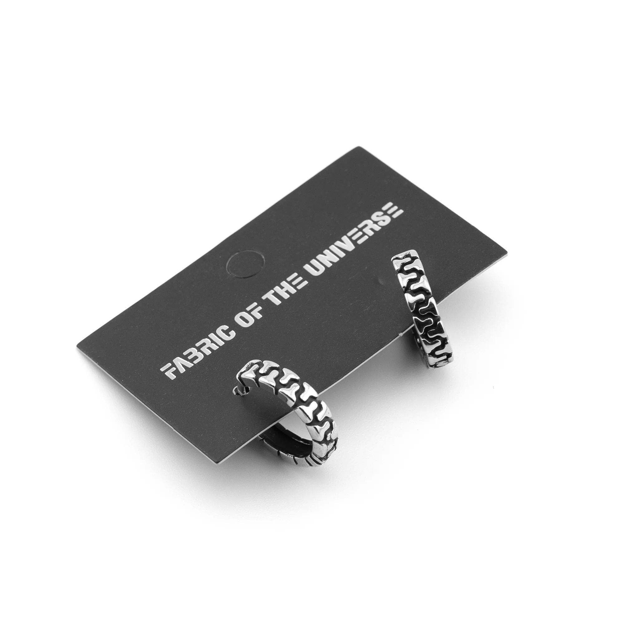 Tire Tread Silver Stainless Steel Earrings - Image 3