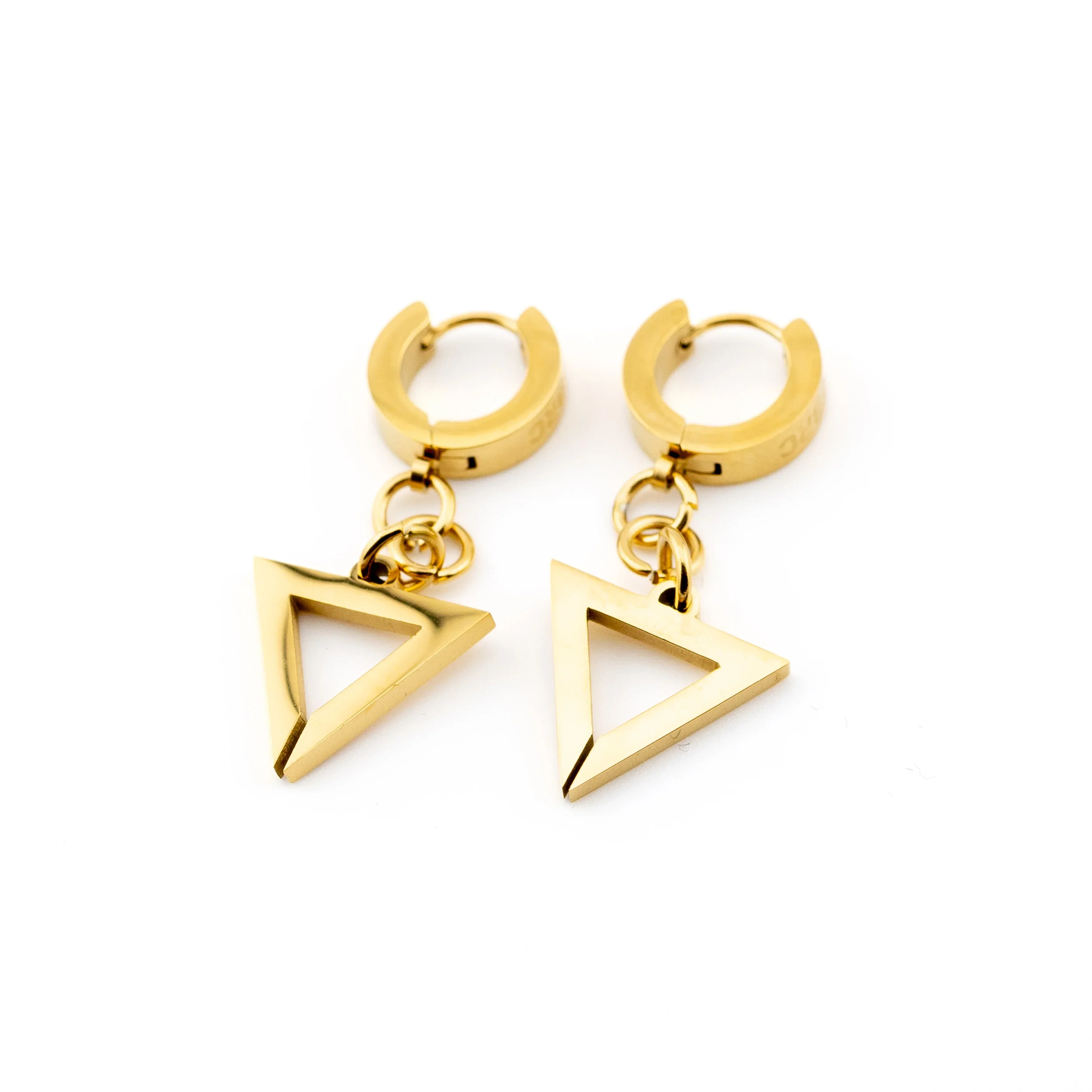 TR-08 Gold Triangle Earrings - Image 3