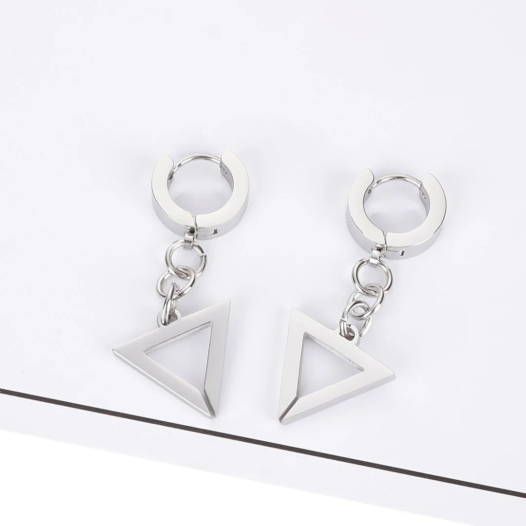 TR-08 Steel Triangle Earrings - Image 5