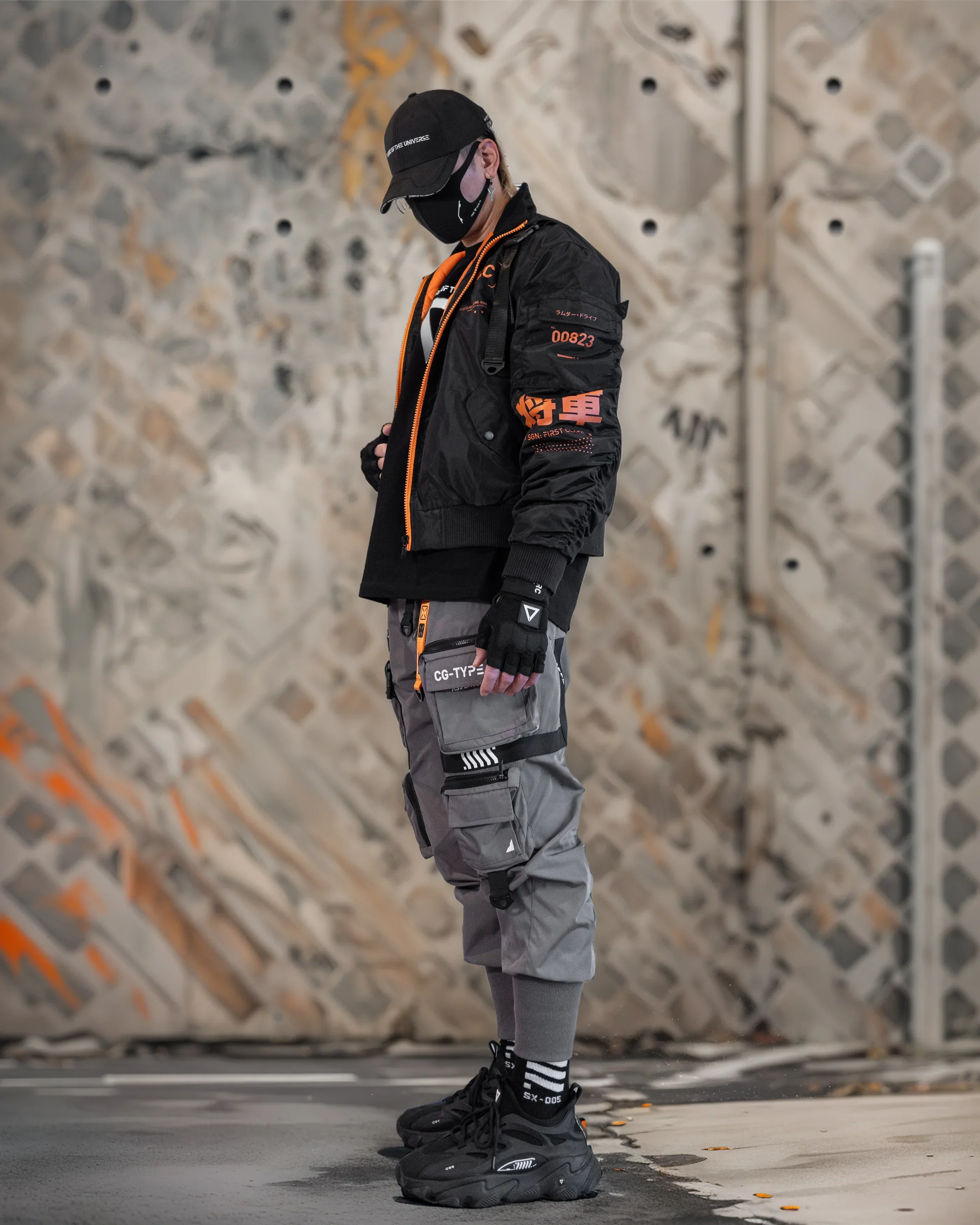 V3-3 Black Orange Short Bomber Jacket - Image 4