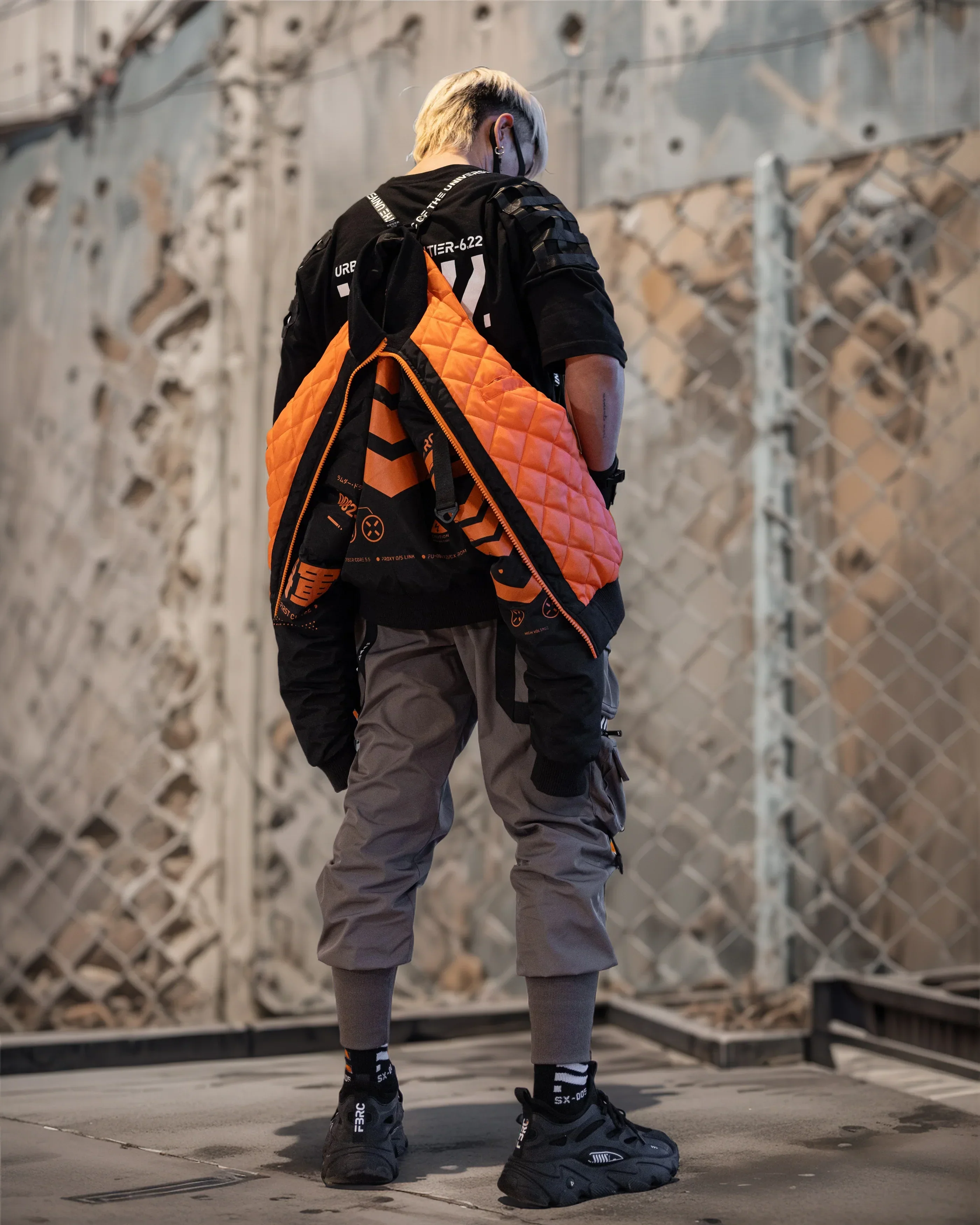 V3-3 Black Orange Short Bomber Jacket - Image 5