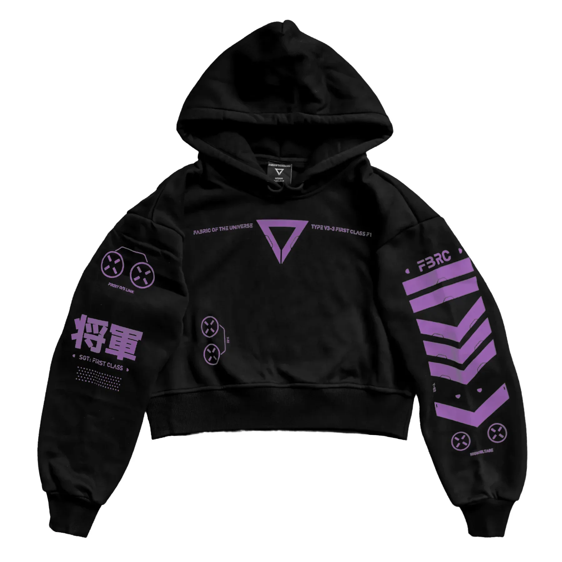 V3-3 Black Purple Crop Hoodie - Image 2